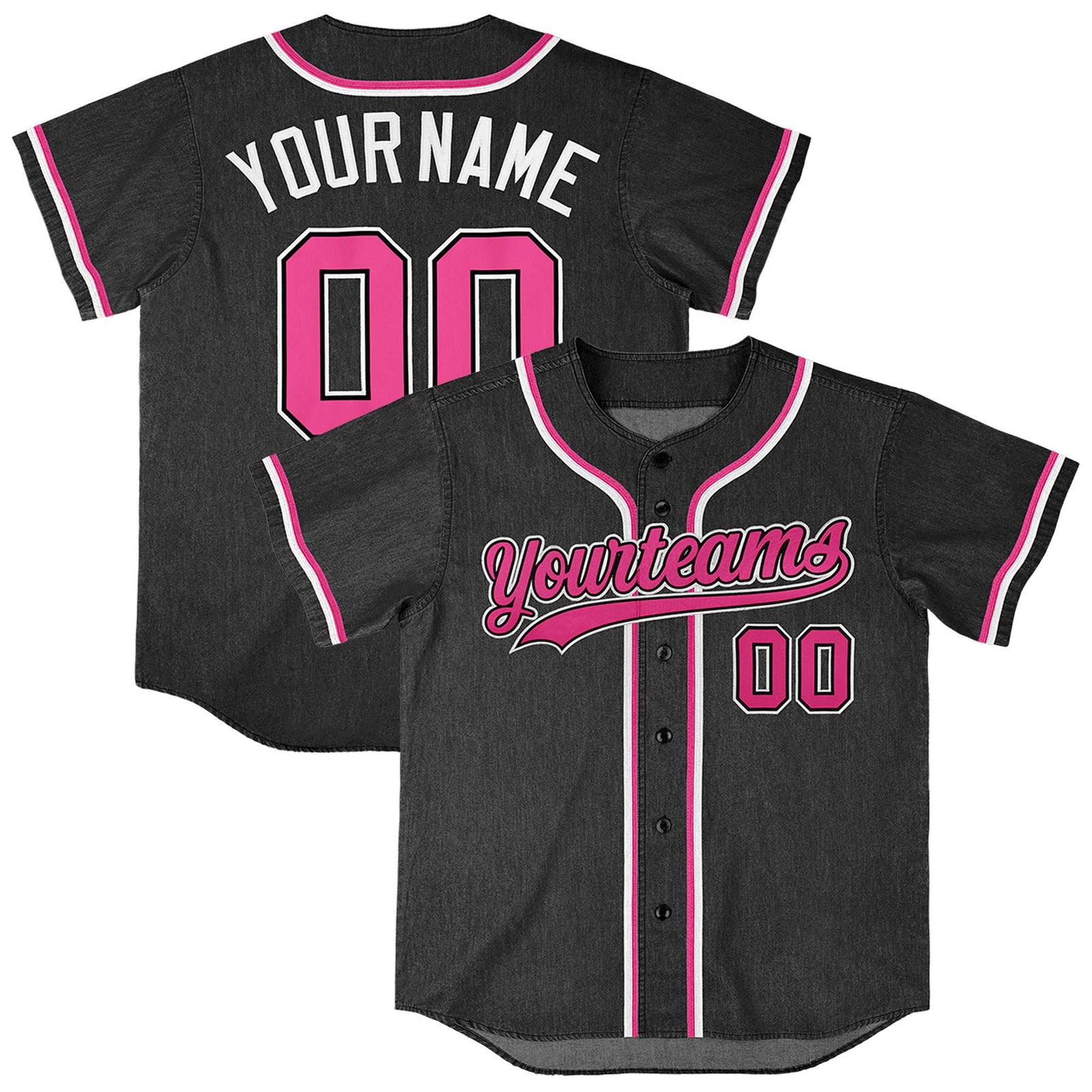 Custom Black Personalized Denim Baseball Jersey For Men Women Boy