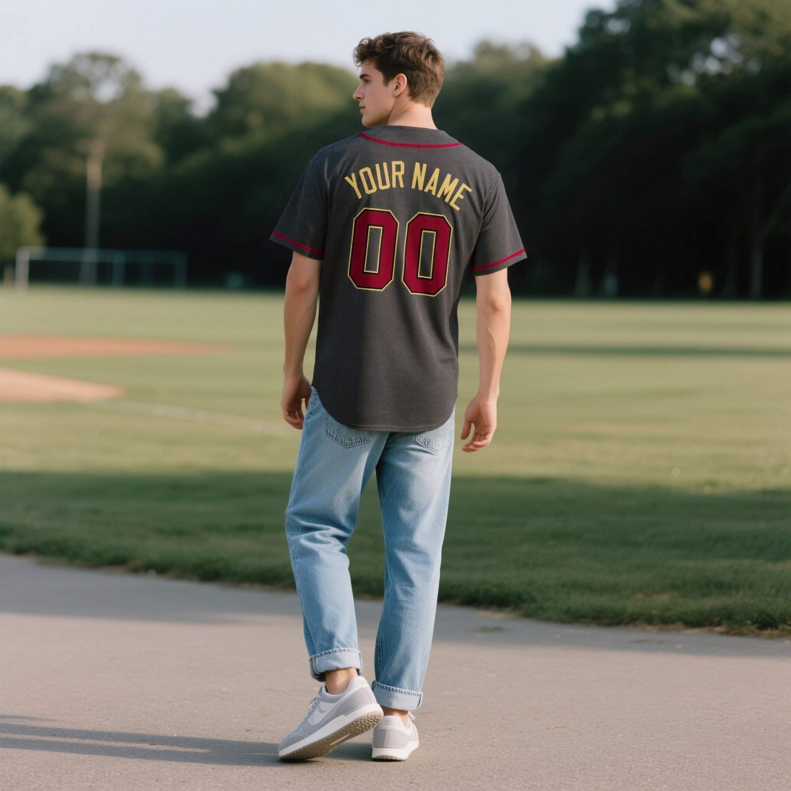 Custom Black Personalized Denim Baseball Jersey For Men Women Boy