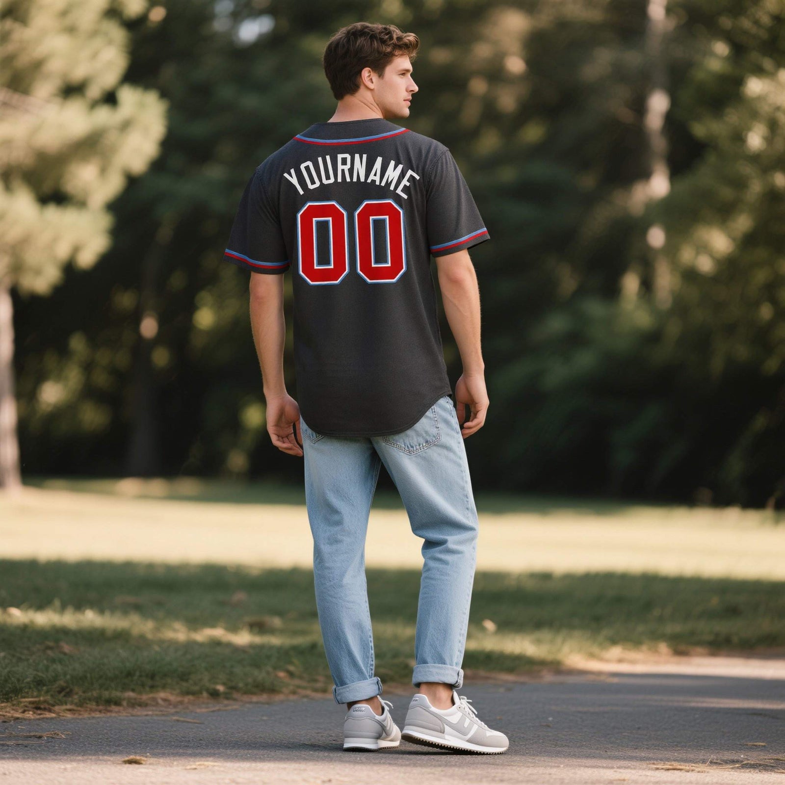 Custom Black Personalized Denim Baseball Jersey For Men Women Boy