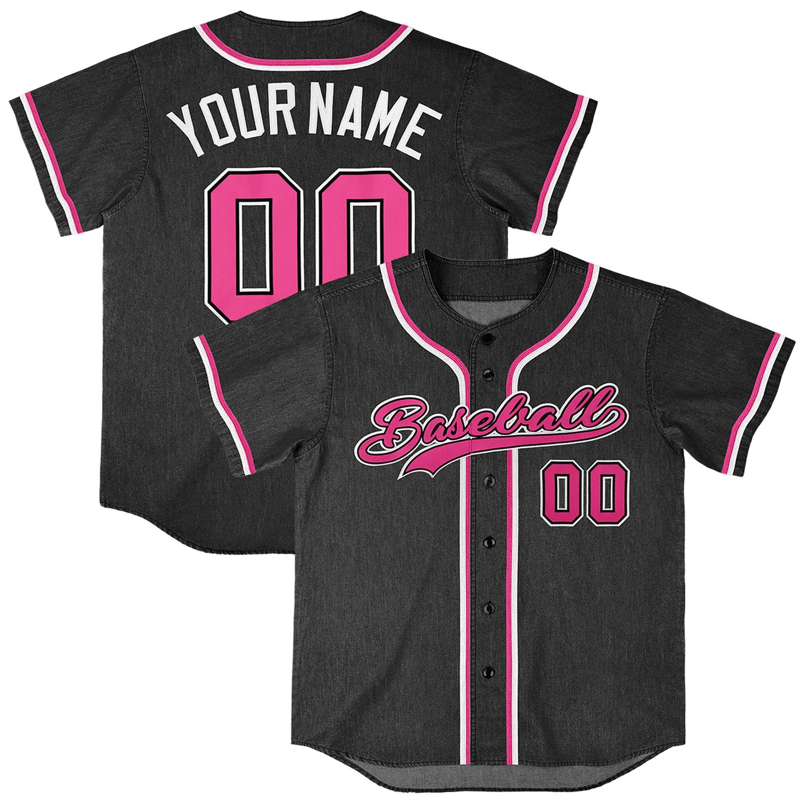 Custom Black Personalized Denim Baseball Jersey For Men Women Boy