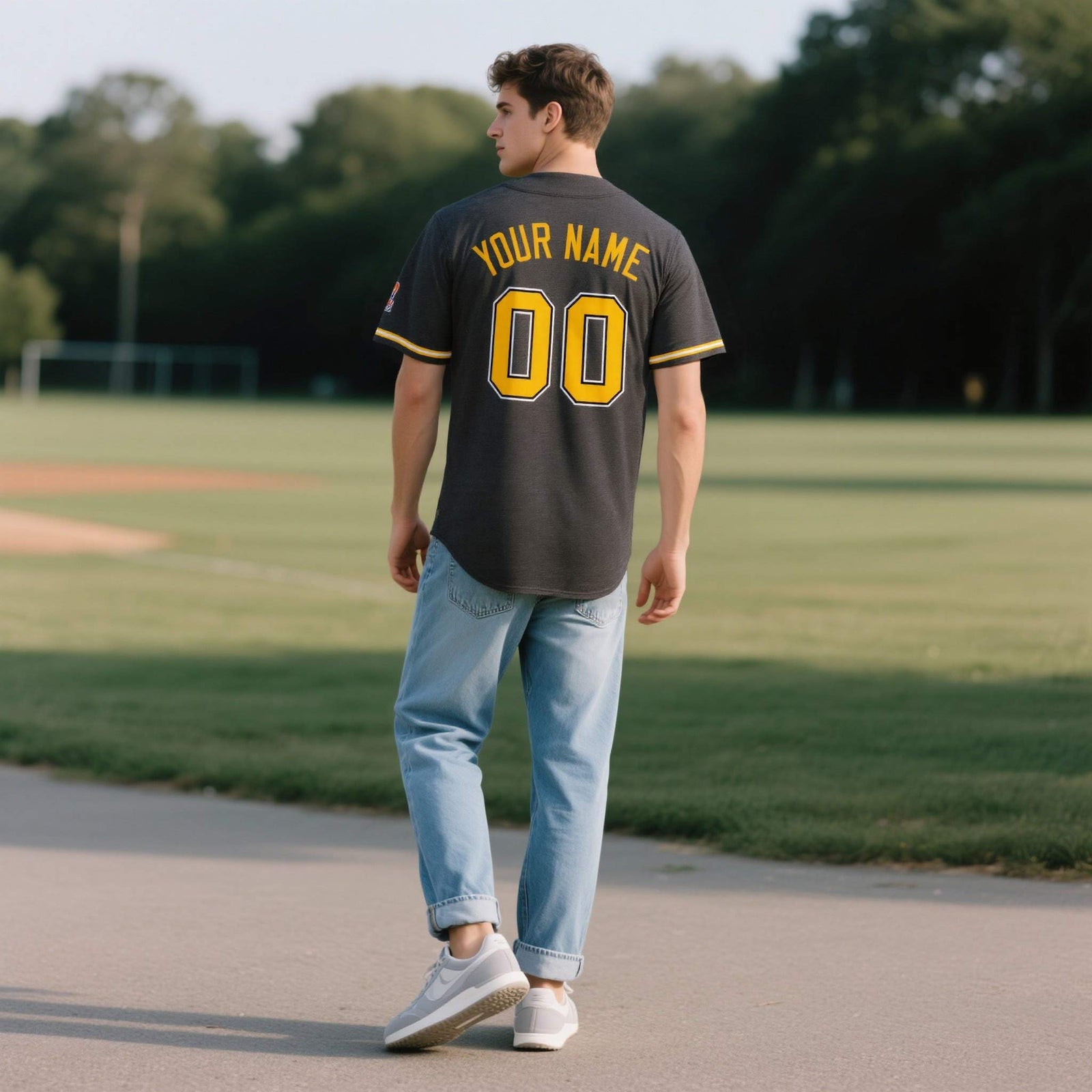 Custom Black Personalized Denim Baseball Jersey For Men Women Boy