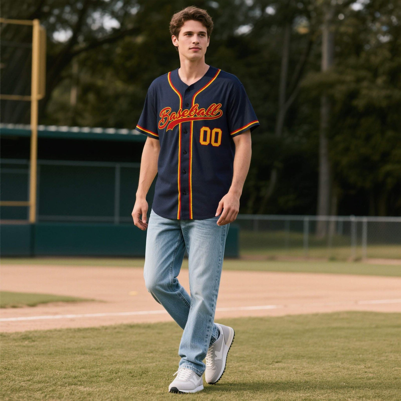 Custom Navy Personalized Denim Baseball Jersey For Men Women Boy