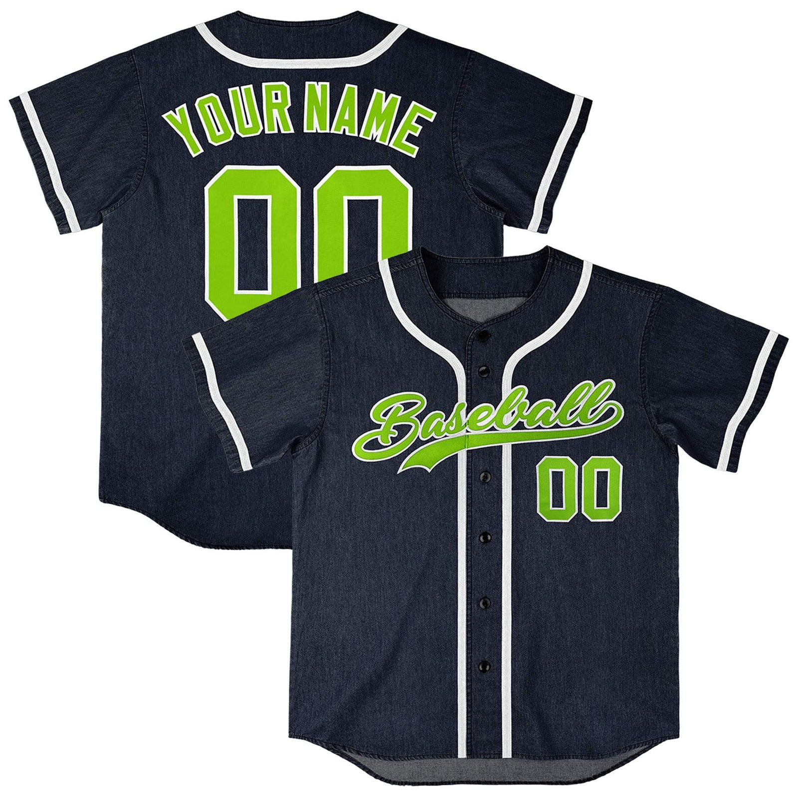 Custom Navy Personalized Denim Baseball Jersey For Men Women Boy