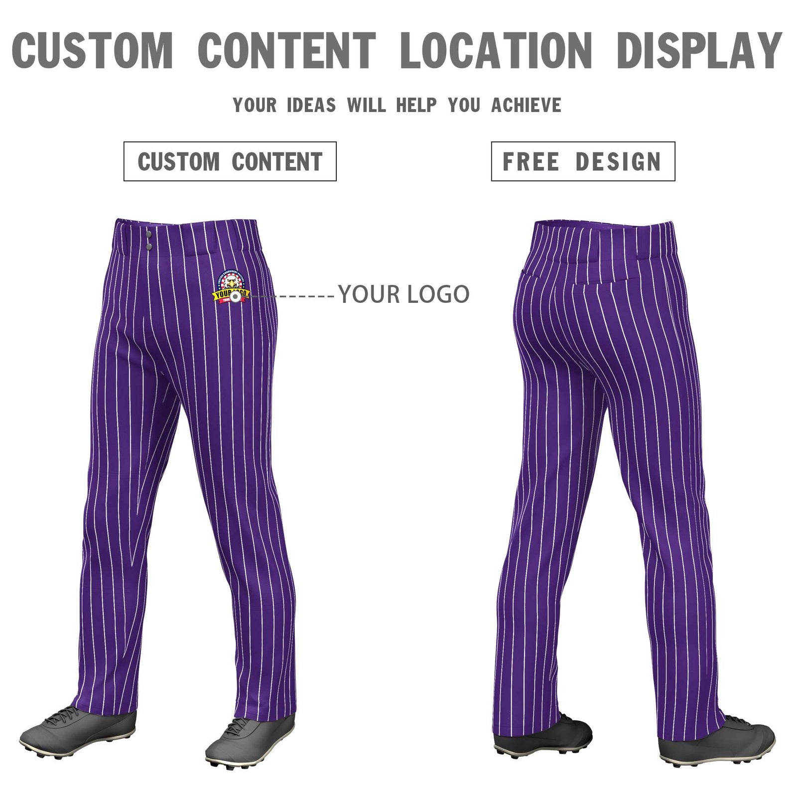 Custom Purple Powder Blue Pinstripe Fit Stretch Practice Pull Up Baseball Pants