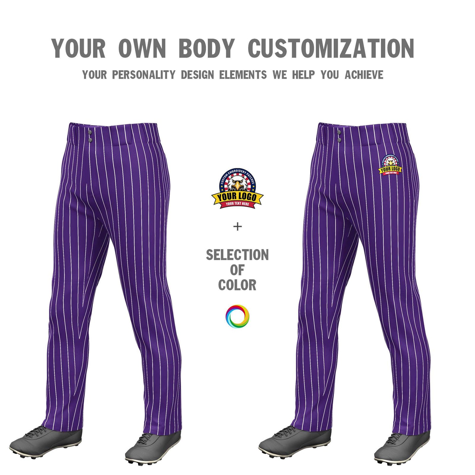 Custom Purple Powder Blue Pinstripe Fit Stretch Practice Pull Up Baseball Pants