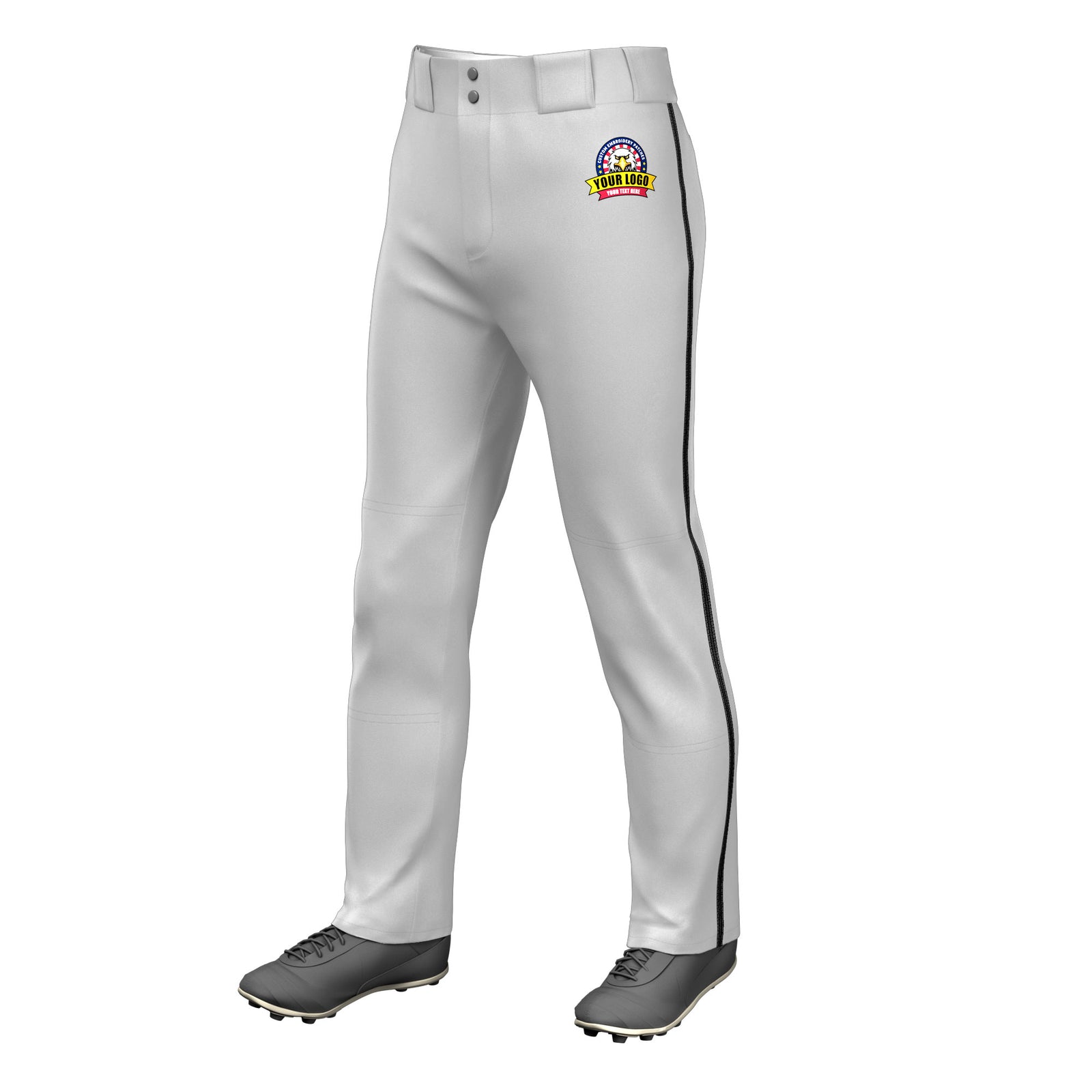 Custom Gray Black Pinstripe Fit Stretch Practice Loose-fit Baseball Pants