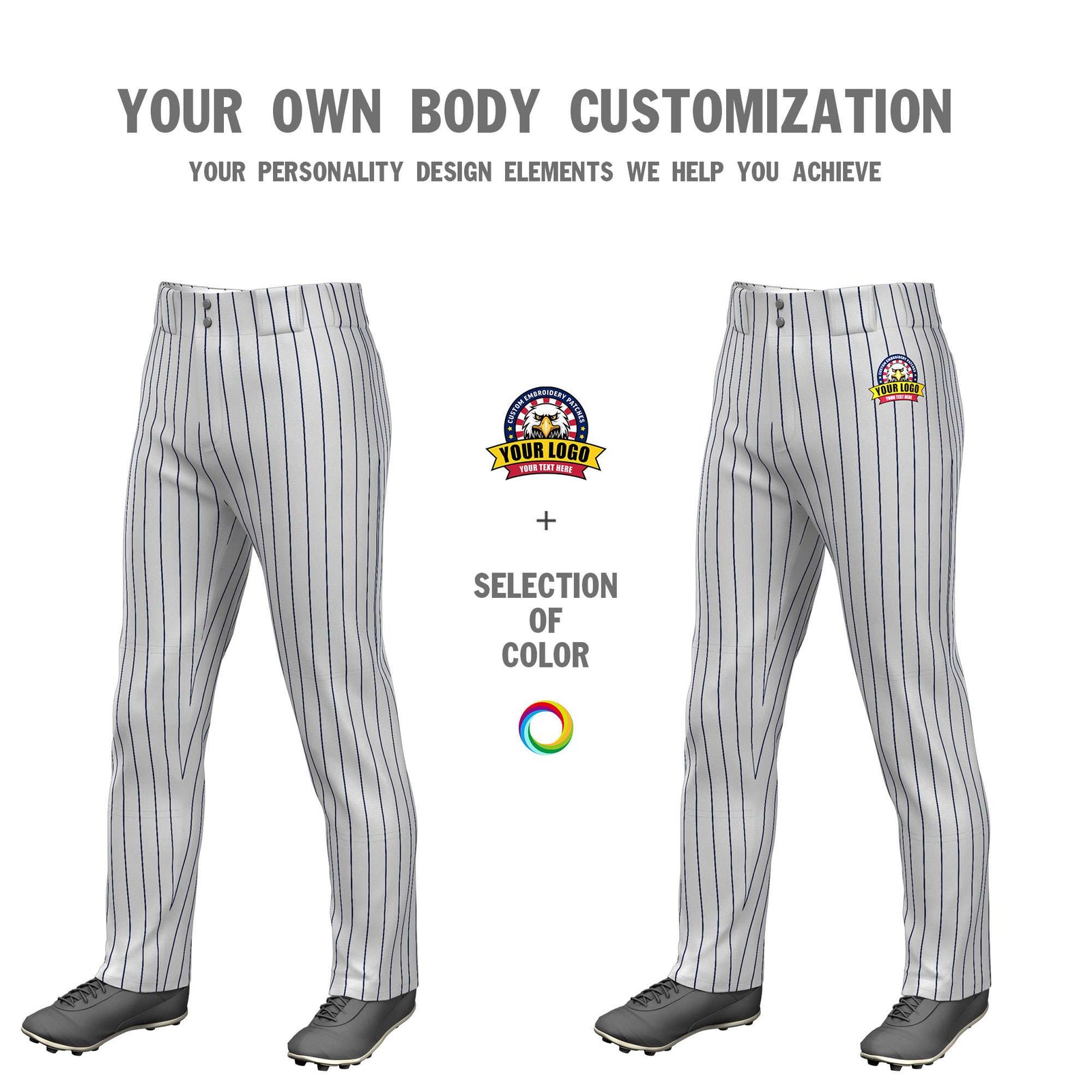 Custom Gray Black Pinstripe Fit Stretch Practice Pull Up Baseball Pants