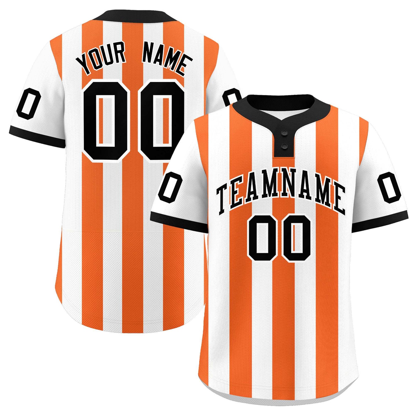 Custom White Orange Stripe Fashion Authentic Two-Button Softball Jersey