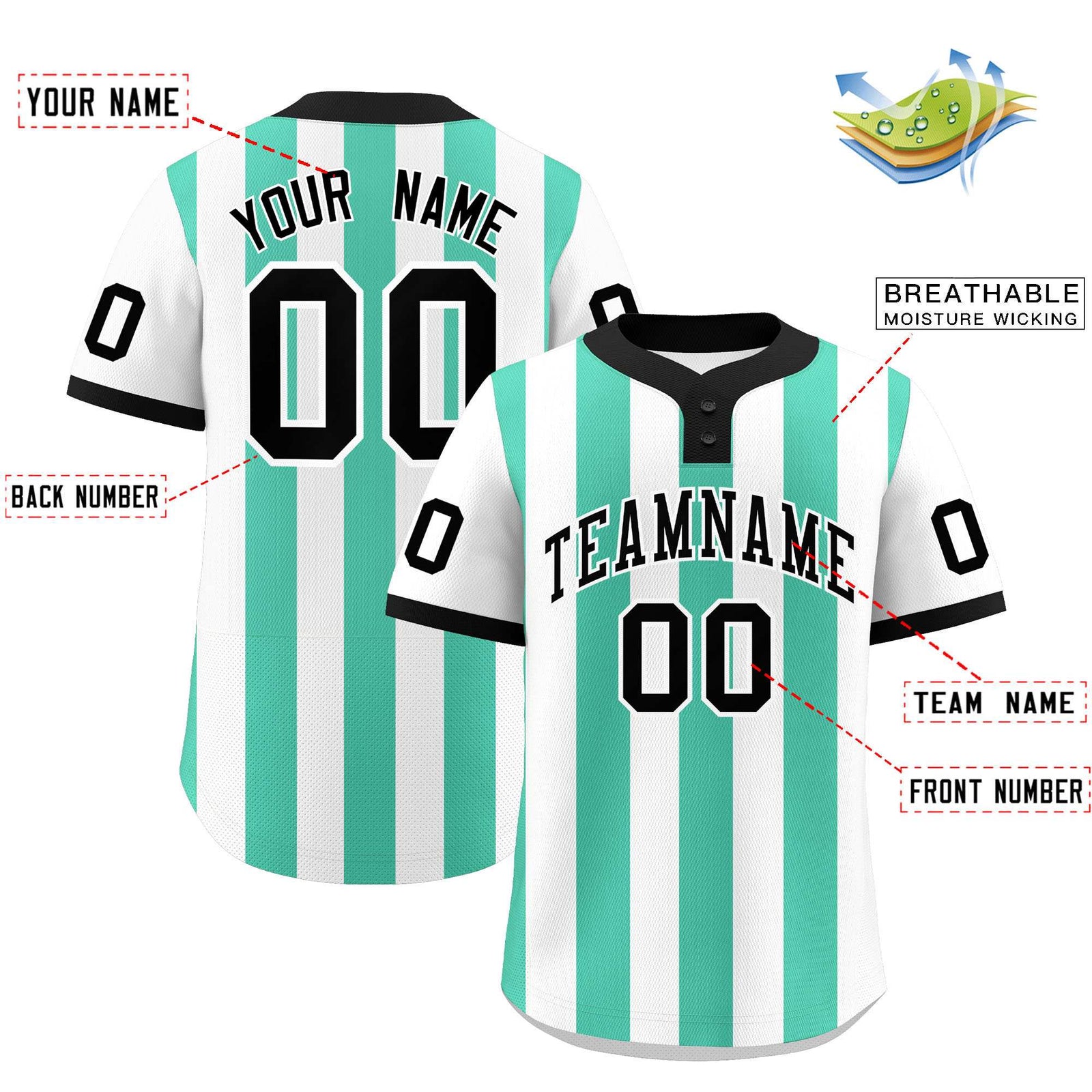 Custom White Bright Green Stripe Fashion Authentic Two-Button Softball Jersey