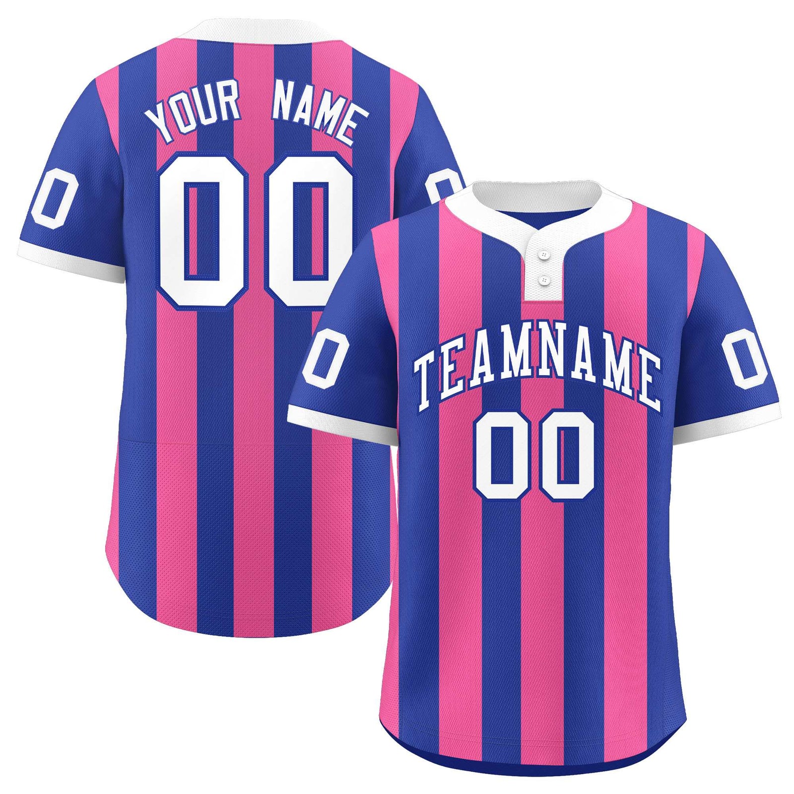 Custom Royal Pink Stripe Fashion Authentic Two-Button Softball Jersey
