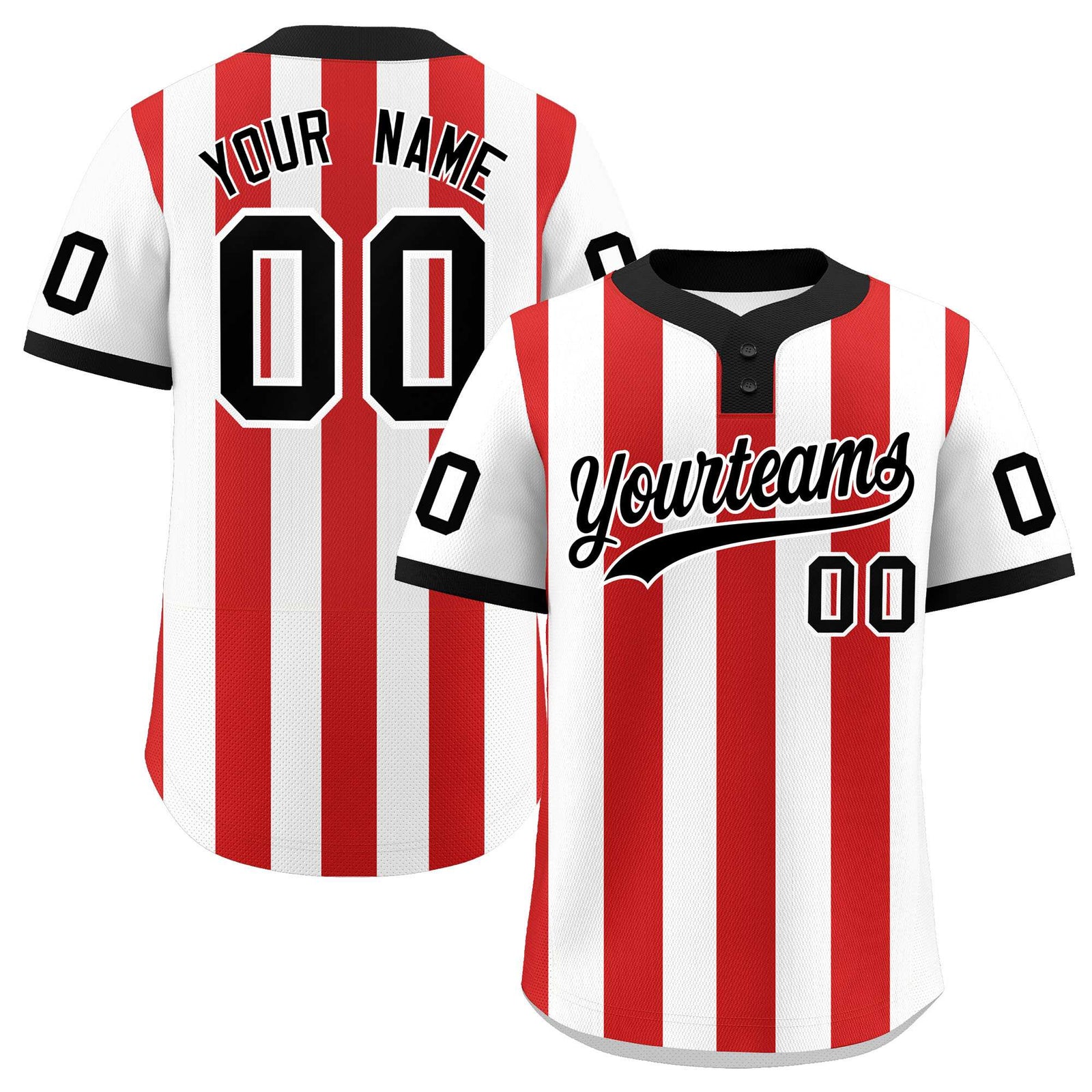 Custom White Red Stripe Fashion Authentic Two-Button Softball Jersey