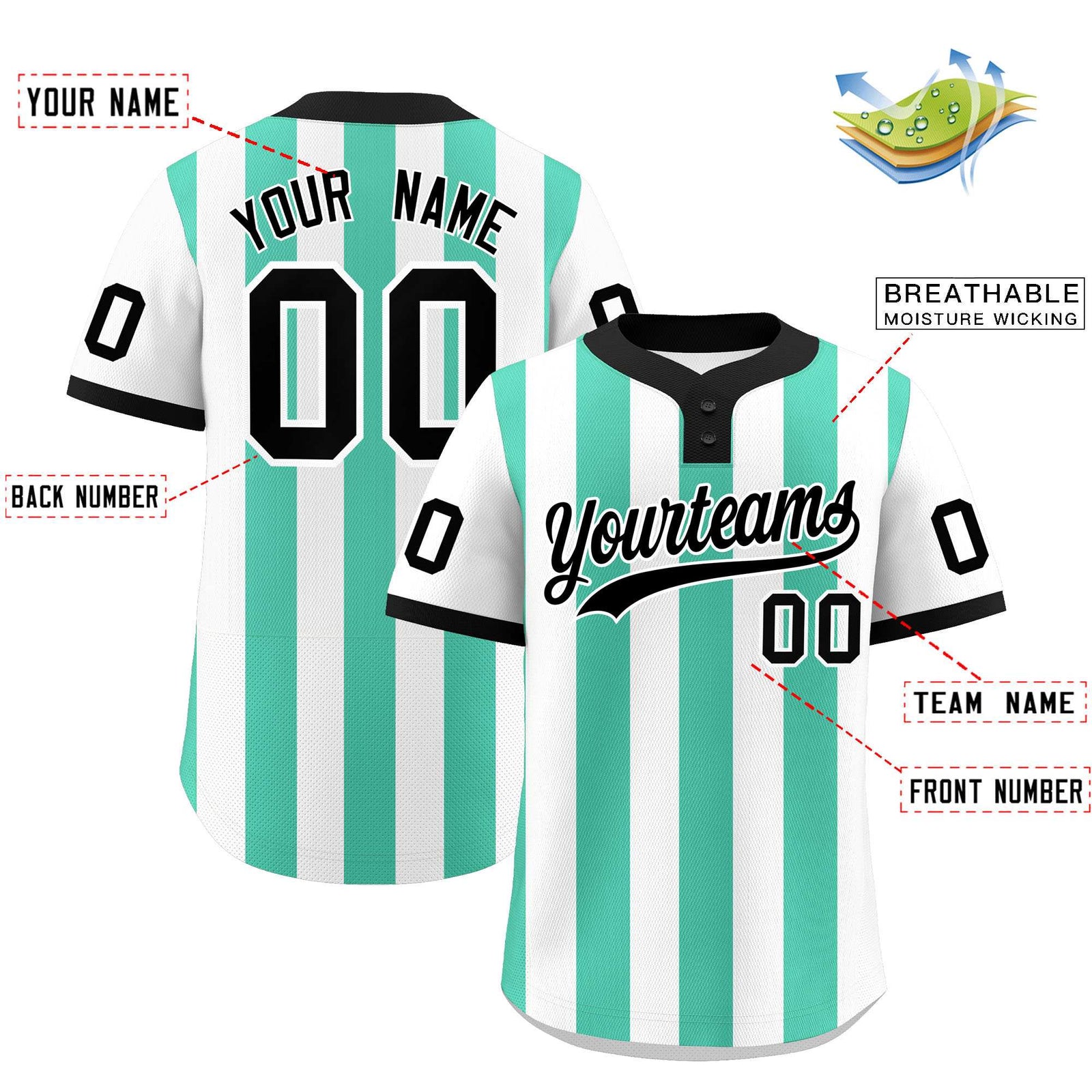 Custom White Bright Green Stripe Fashion Authentic Two-Button Softball Jersey