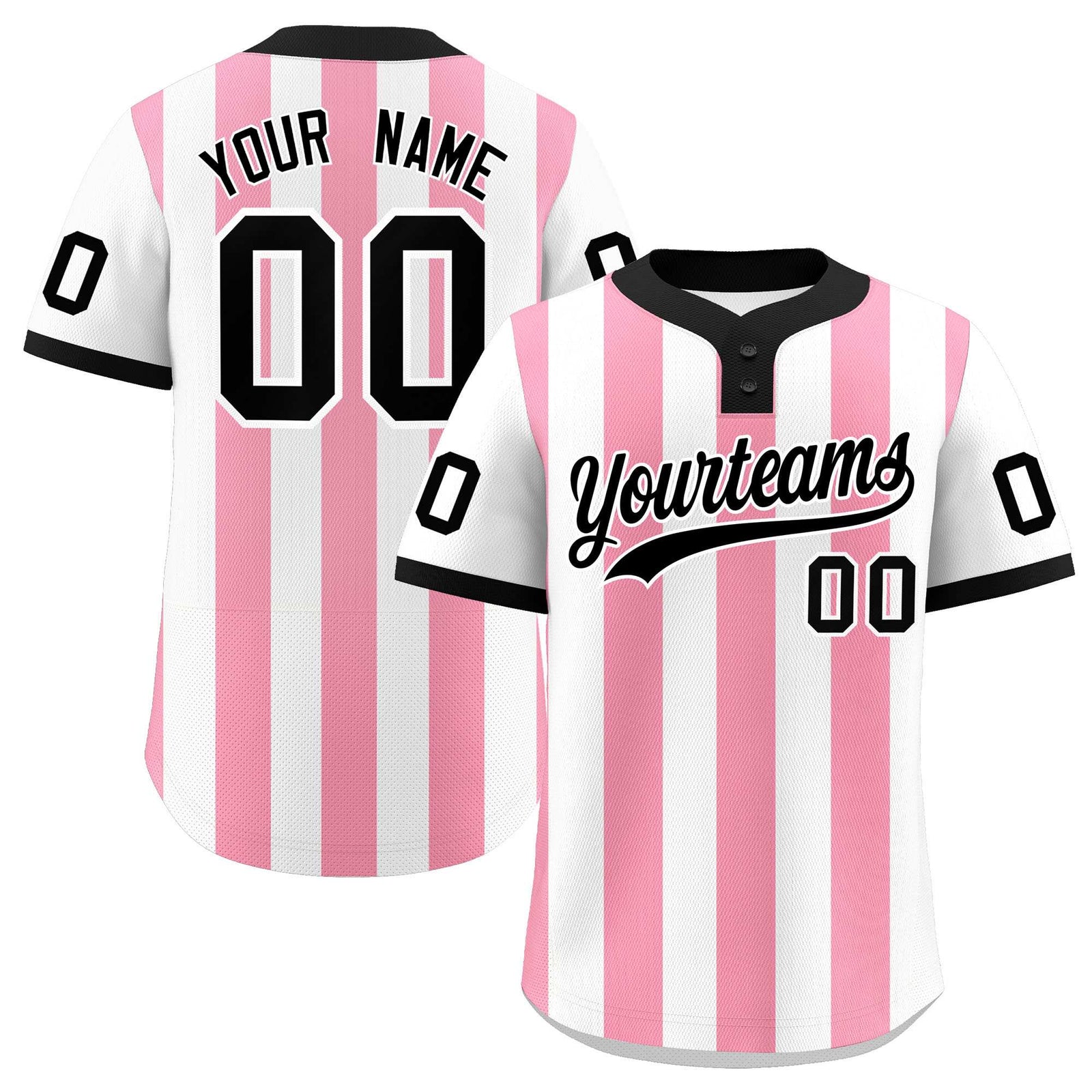 Custom White Light Pink Stripe Fashion Authentic Two-Button Softball Jersey