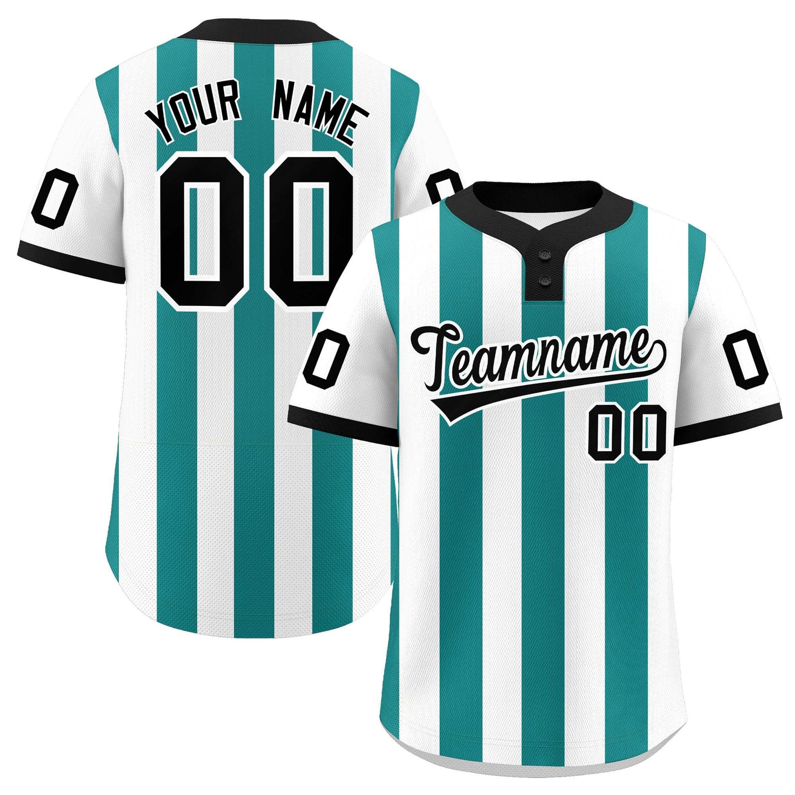 Custom White Aqua Stripe Fashion Authentic Two-Button Softball Jersey