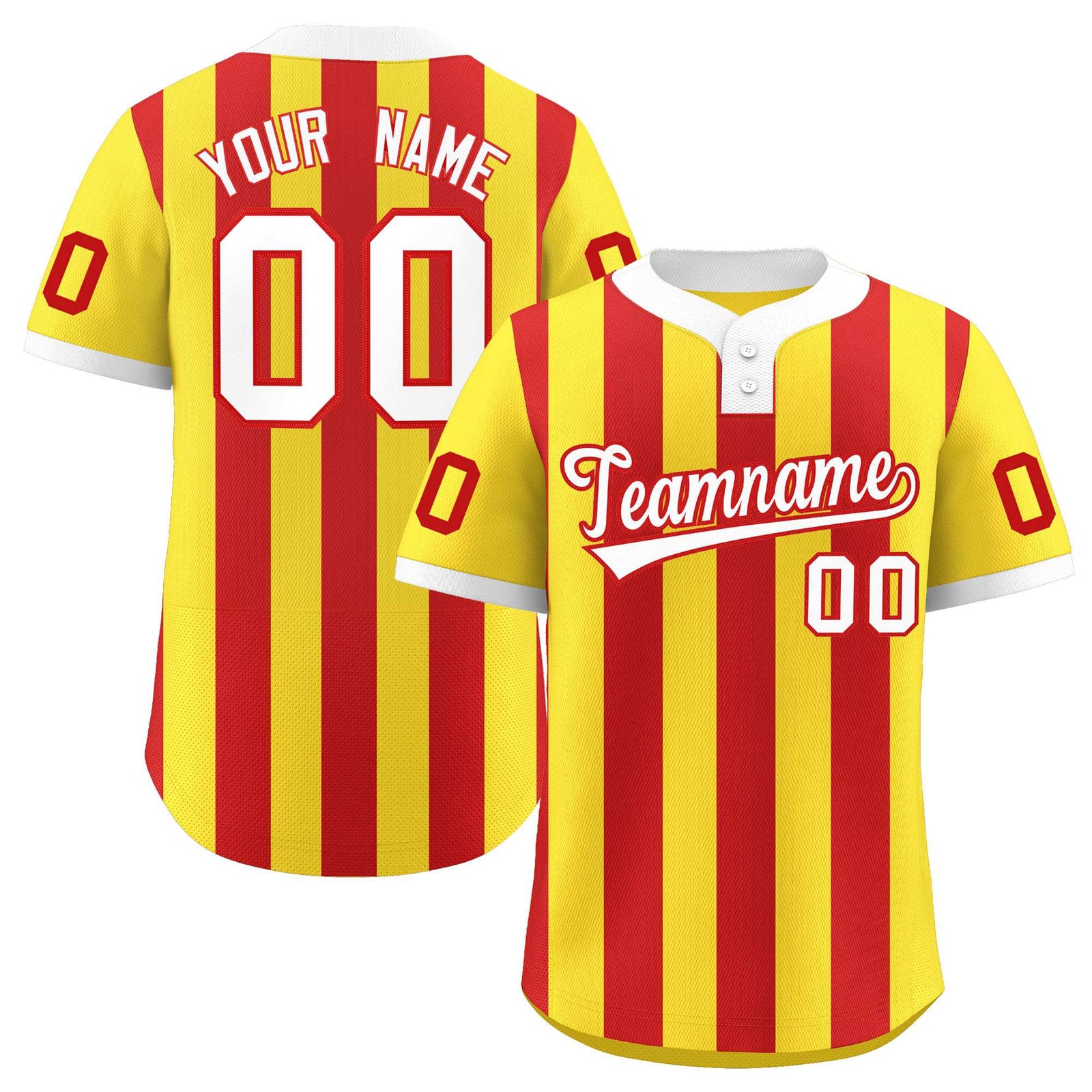 Custom Gold Red Stripe Fashion Authentic Two-Button Softball Jersey