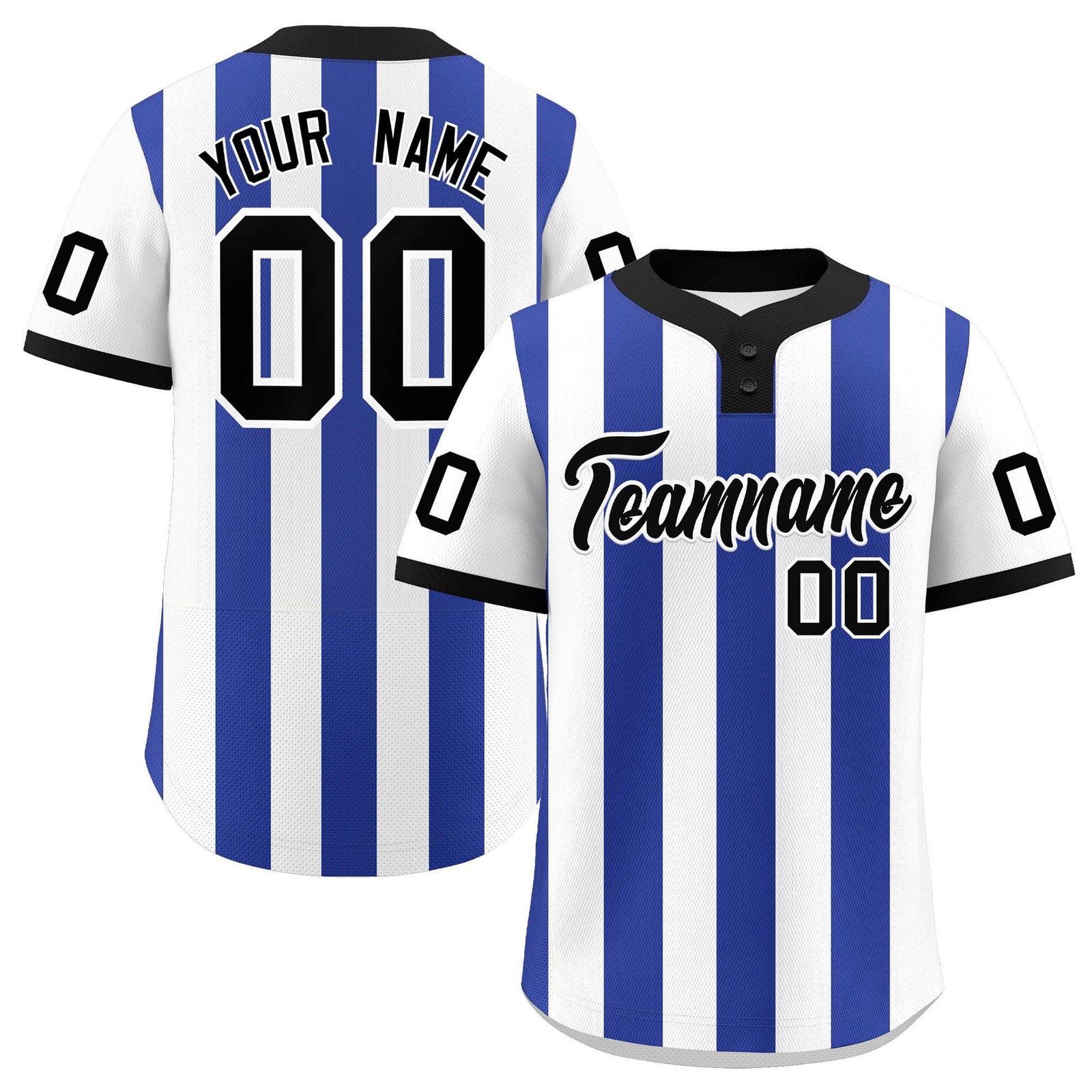 Custom White Royal Stripe Fashion Authentic Two-Button Softball Jersey