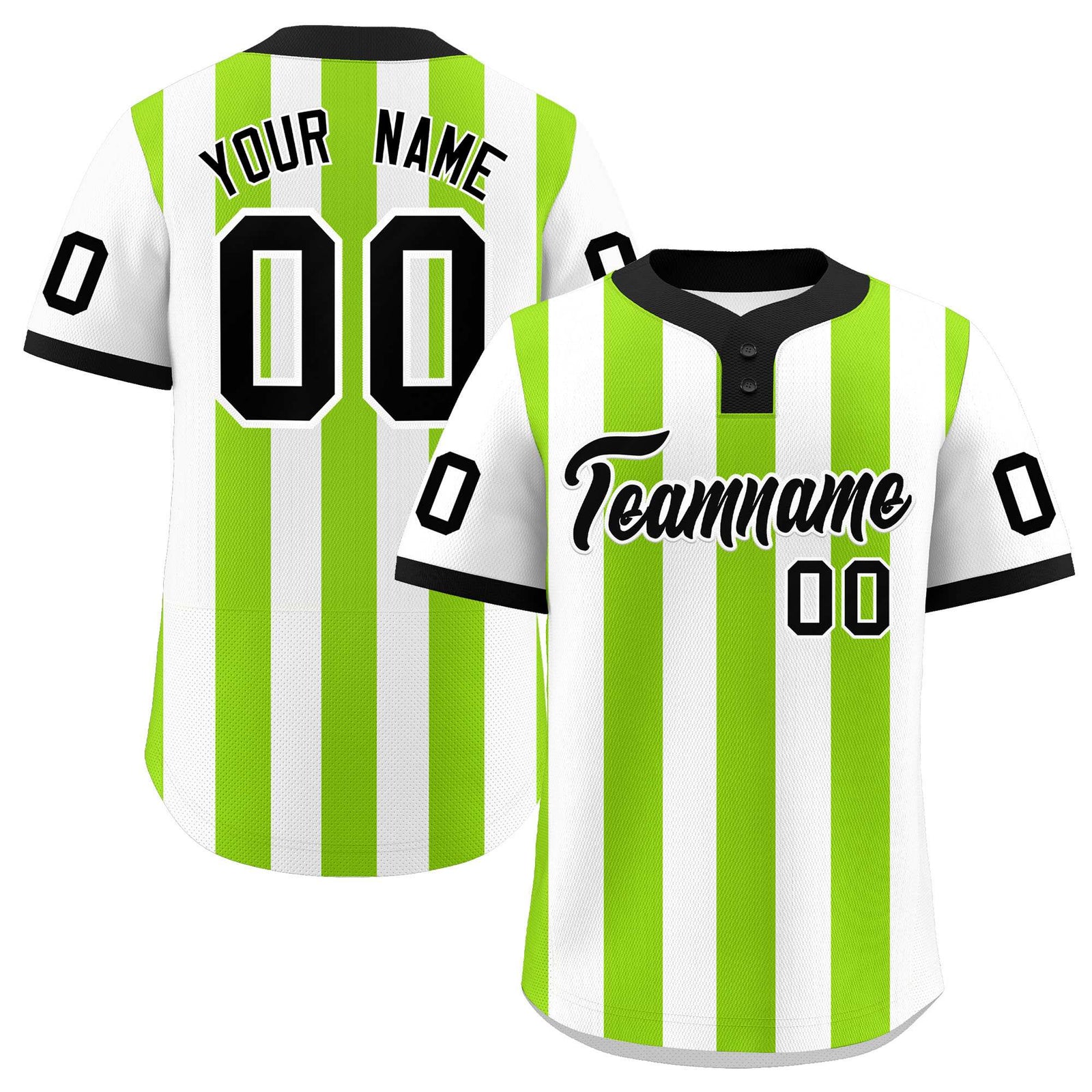 Custom White Neon Green Stripe Fashion Authentic Two-Button Softball Jersey