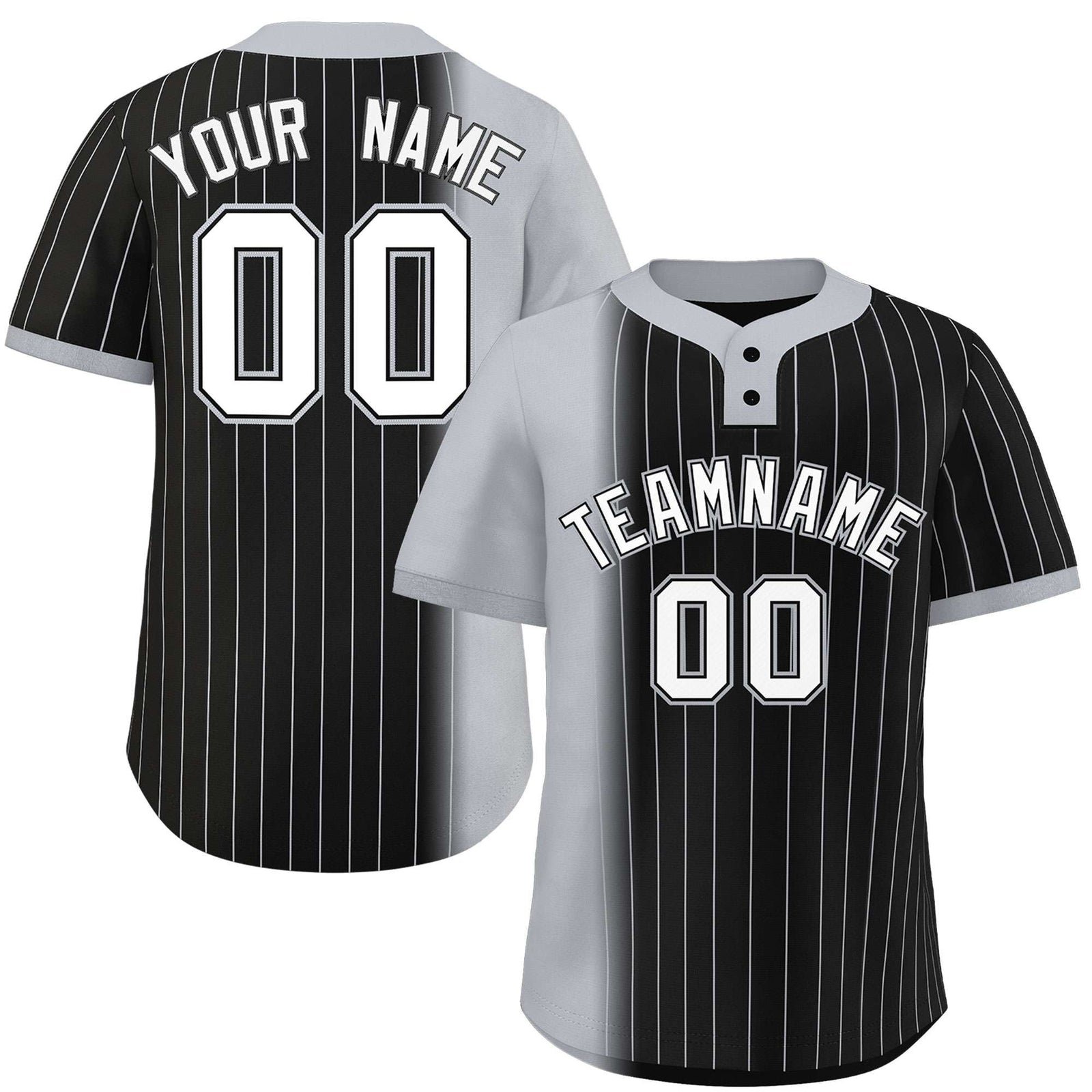 Custom Gray Black Gradient Stripe Fashion Authentic Two-Button Softball Jersey