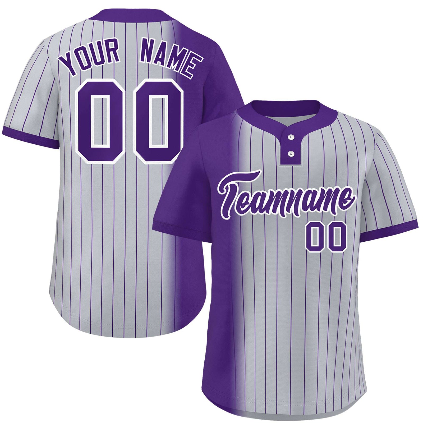 Custom Purple Gray Gradient Stripe Fashion Authentic Two-Button Softball Jersey