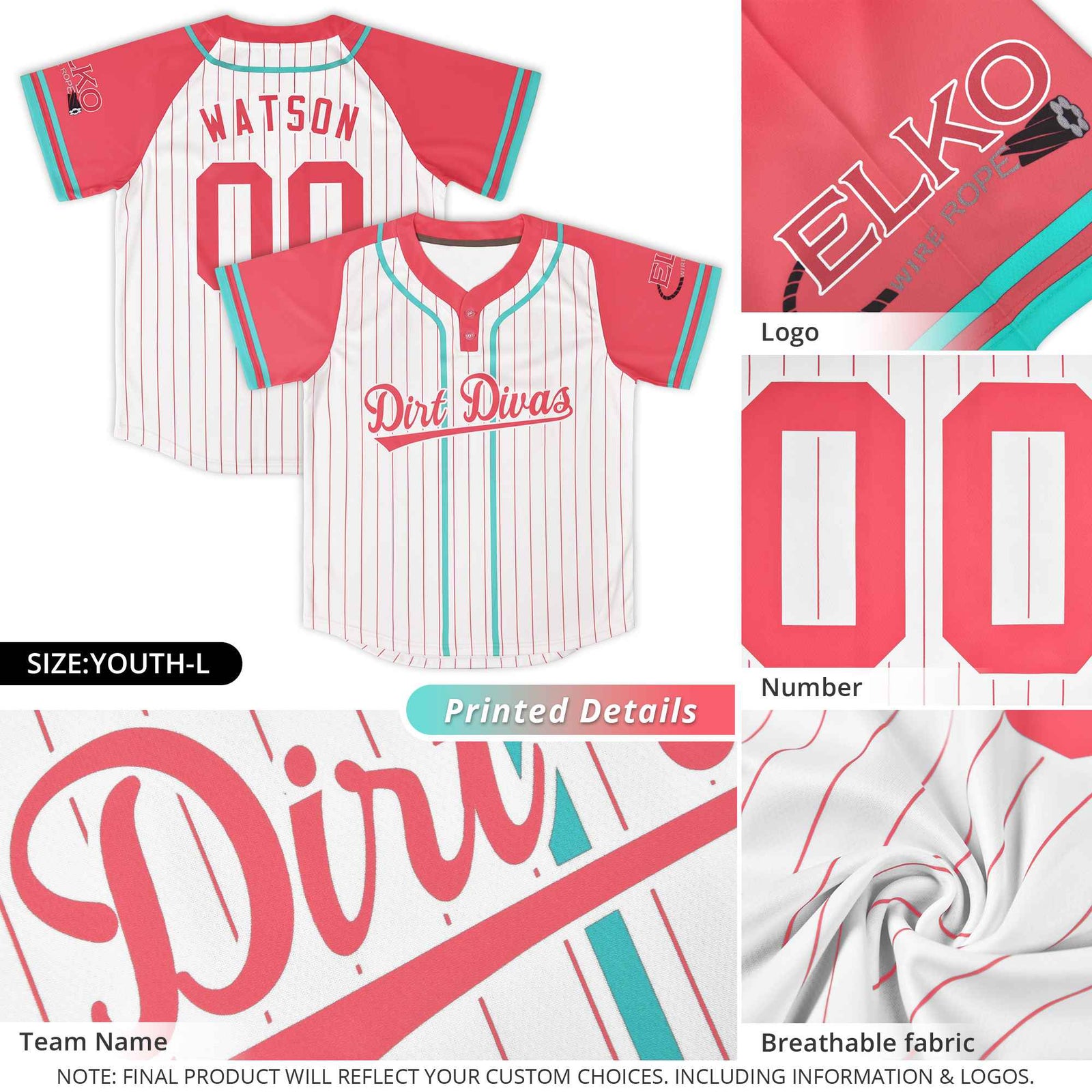 Custom Gold Pink-White Stripe Fashion Raglan Sleeves Authentic Two-Button Softball Jersey