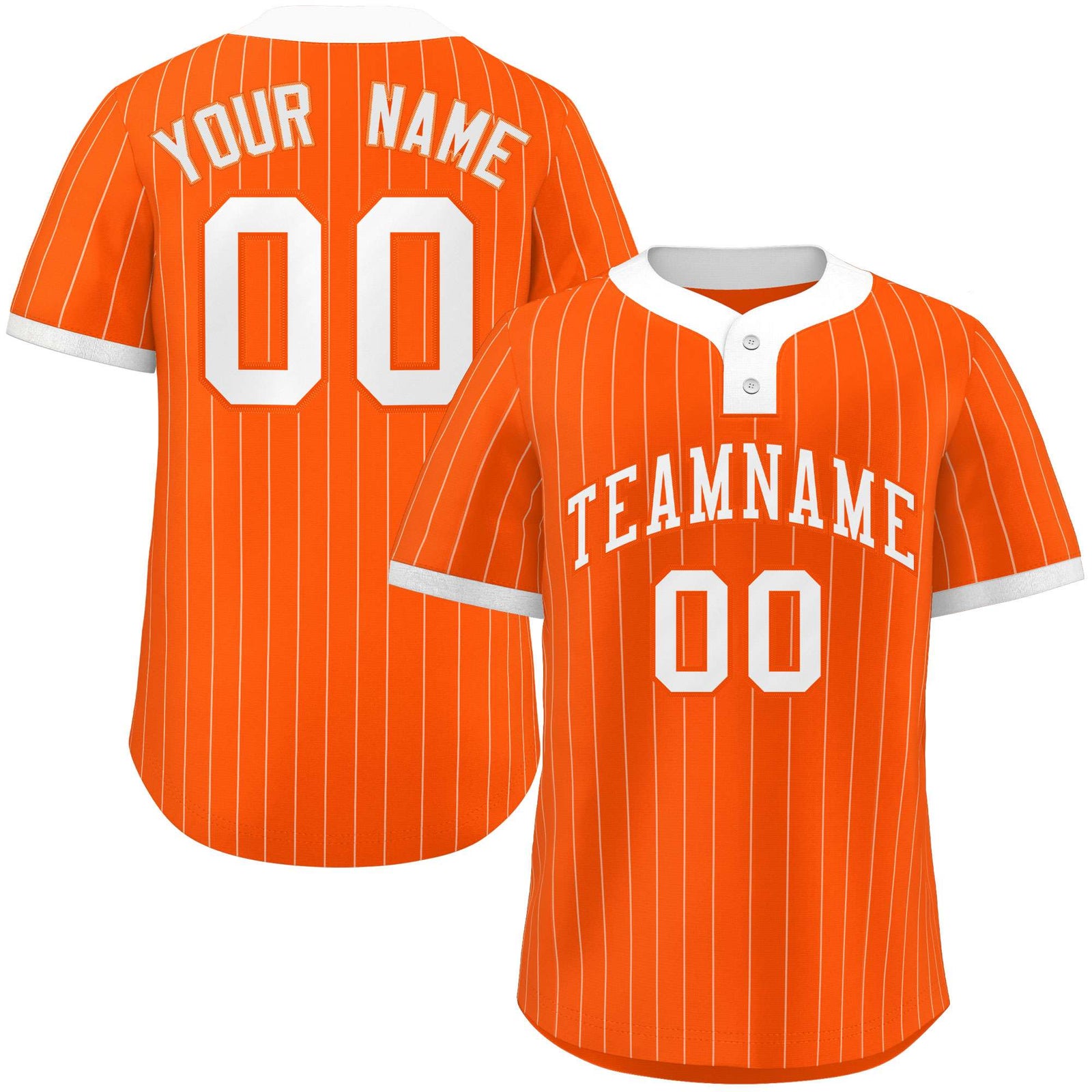 Custom Orange White Stripe Fashion Authentic Two-Button Softball Jersey