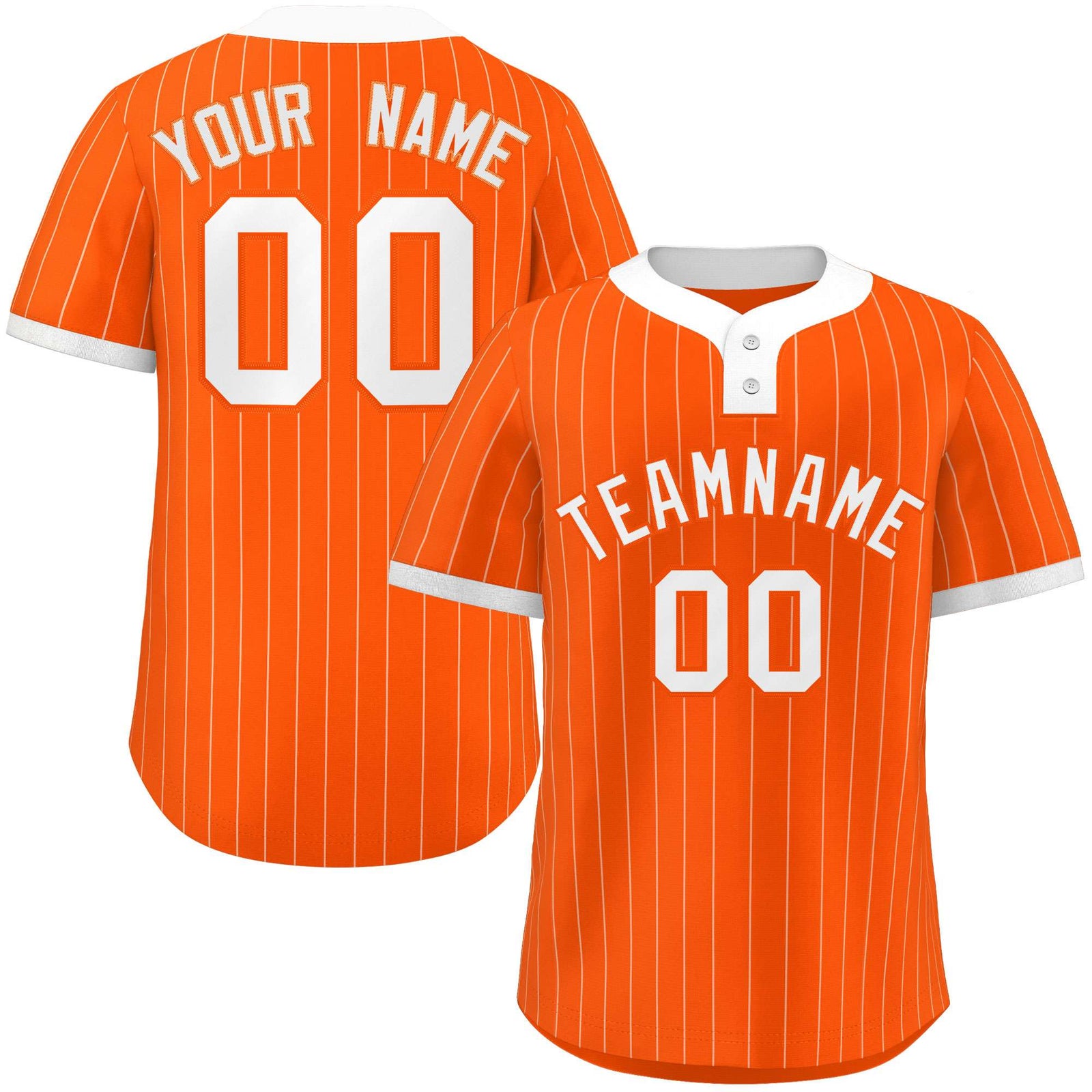 Custom Orange White Stripe Fashion Authentic Two-Button Softball Jersey