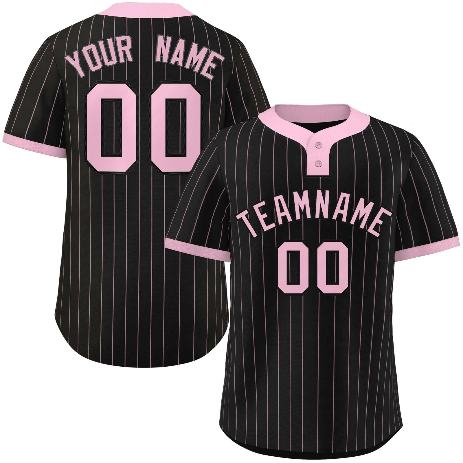 Custom Black Light Pink Stripe Fashion Authentic Two-Button Softball Jersey