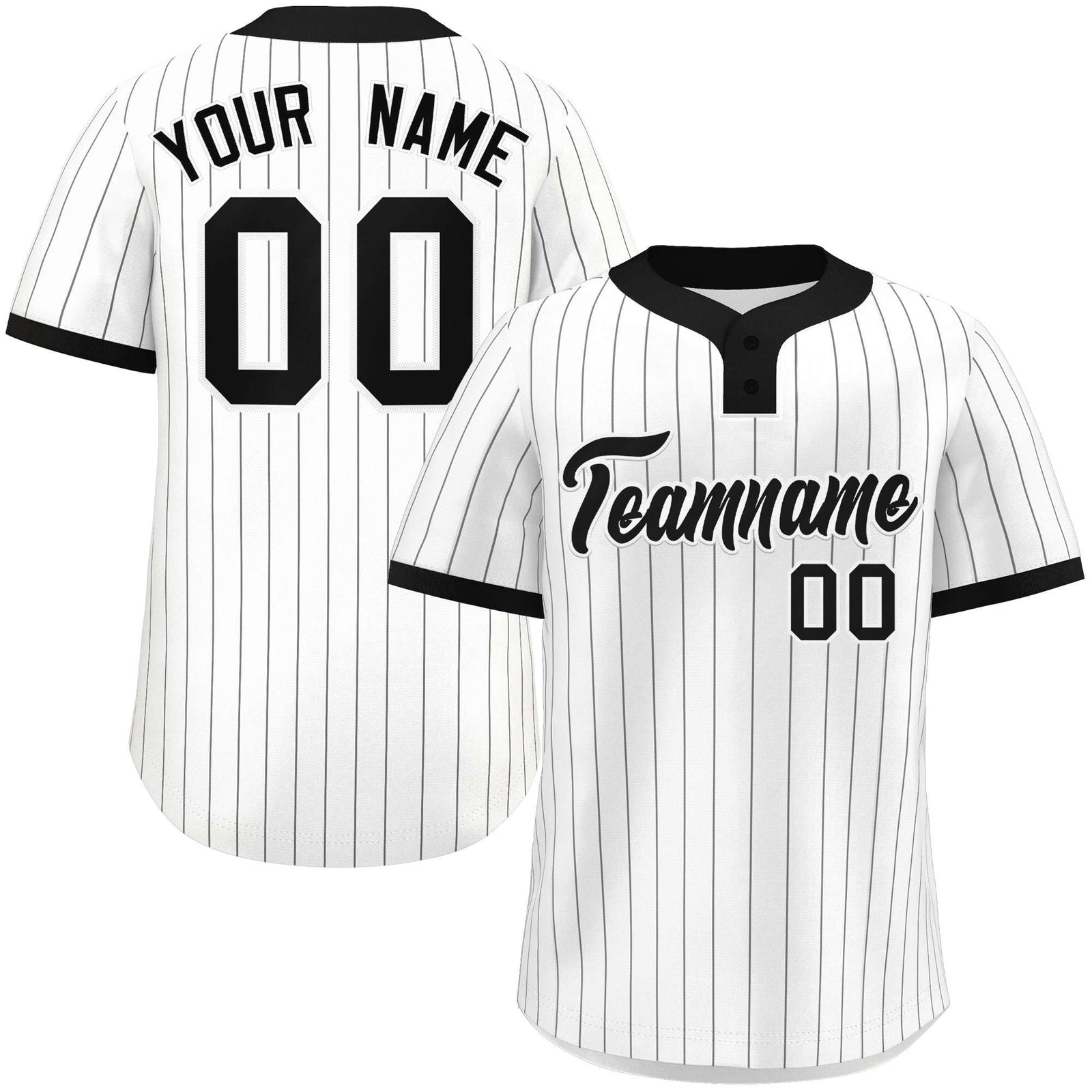 Custom White Black Stripe Fashion Authentic Two-Button Softball Jersey