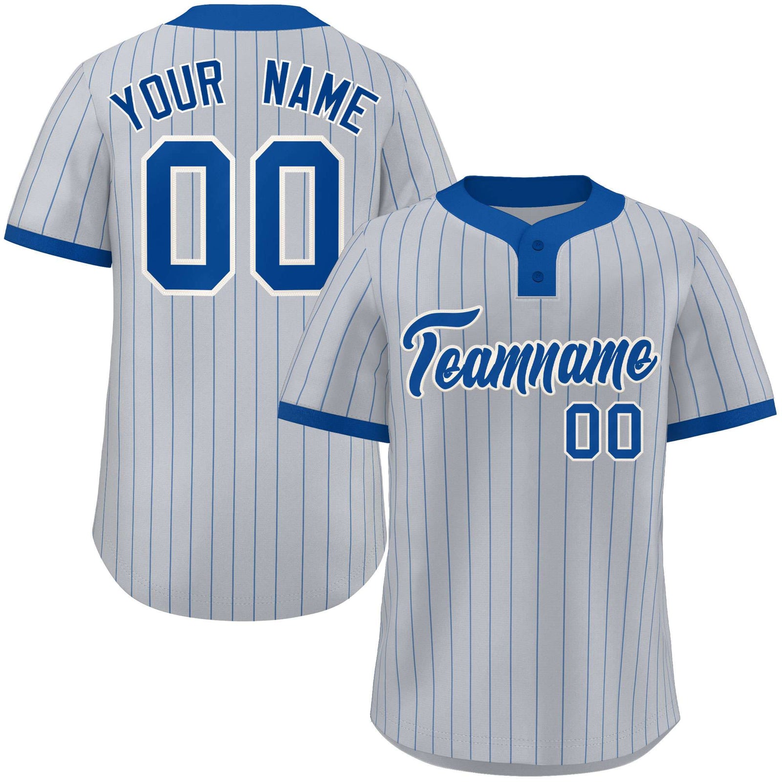 Custom Gray Royal Stripe Fashion Authentic Two-Button Softball Jersey