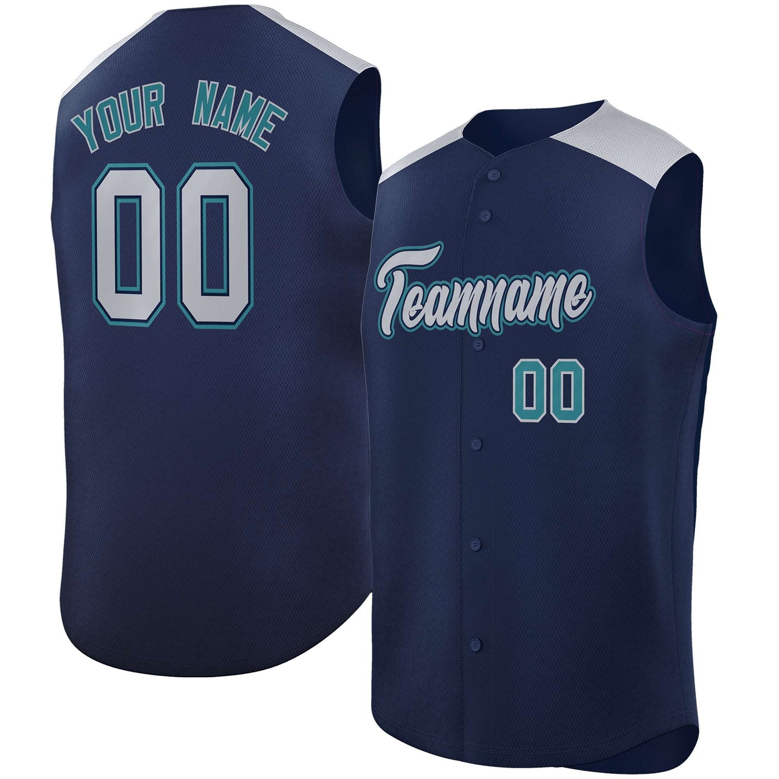 Custom Navy Gray Personalized Classic Authentic Sleeveless Baseball Jersey