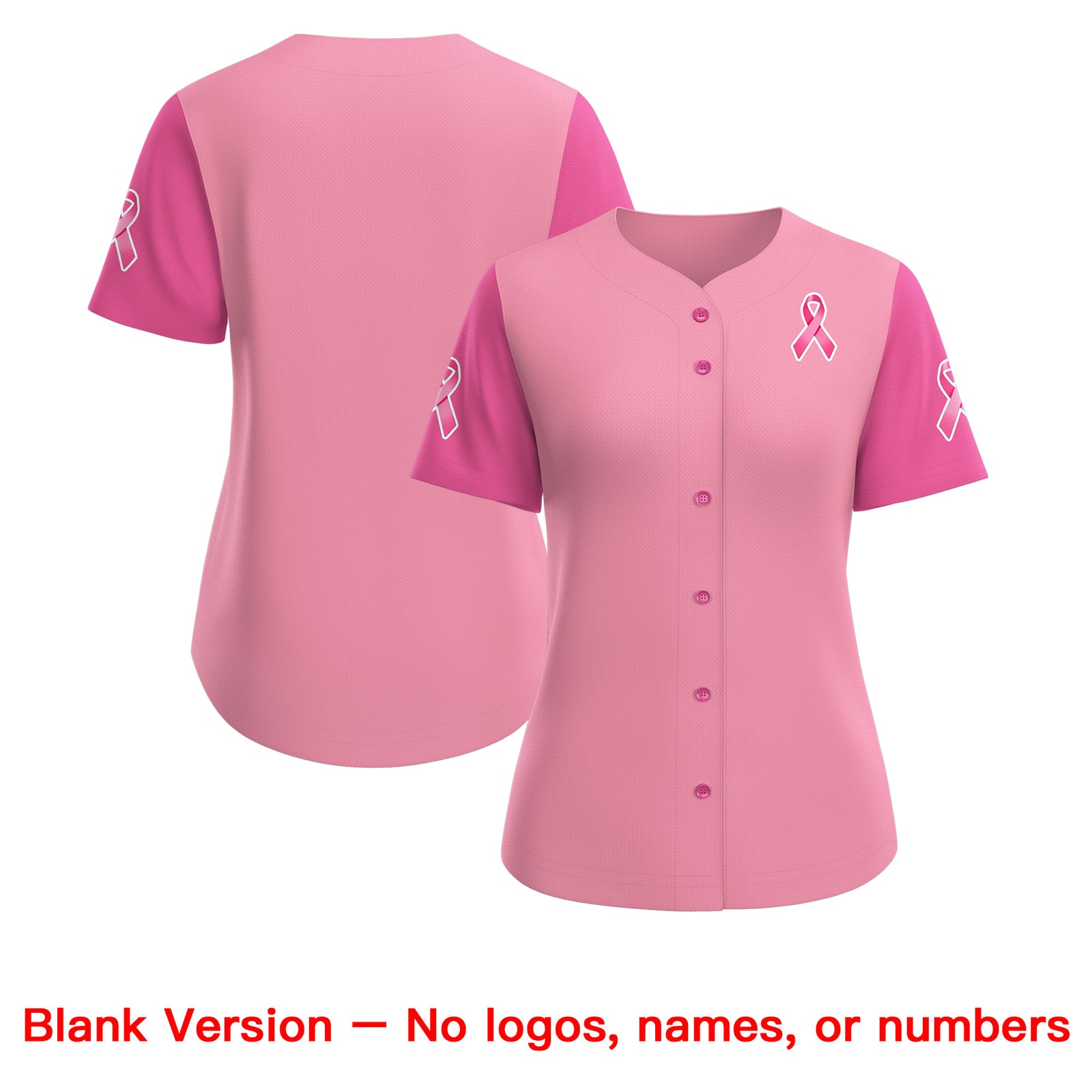 Custom Light Pink Pink Breast Cancer Awareness Month Pink Ribbon Authentic Baseball Jersey for Women