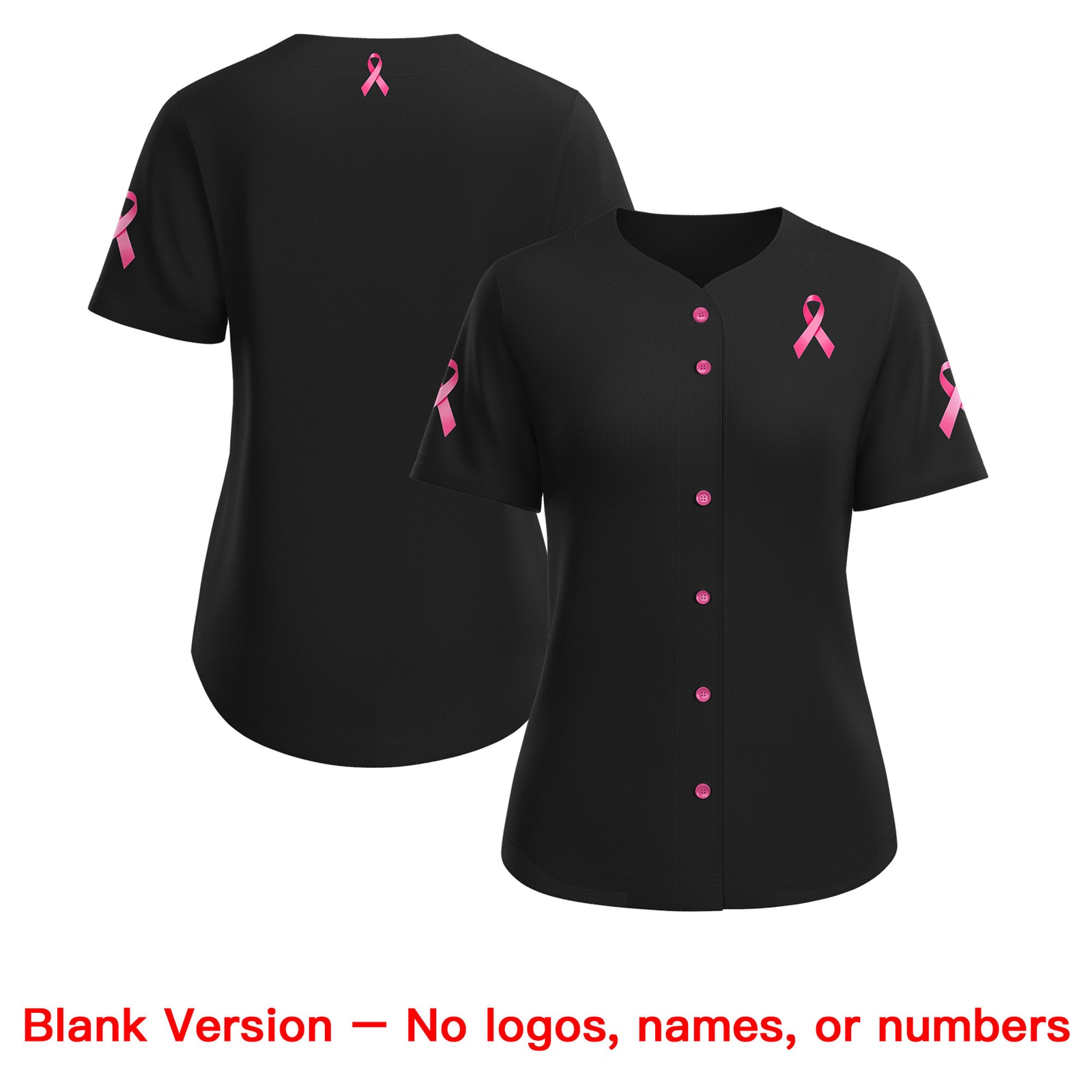 Custom Black Pink Breast Cancer Awareness Month Pink Ribbon Authentic Baseball Jersey for Women