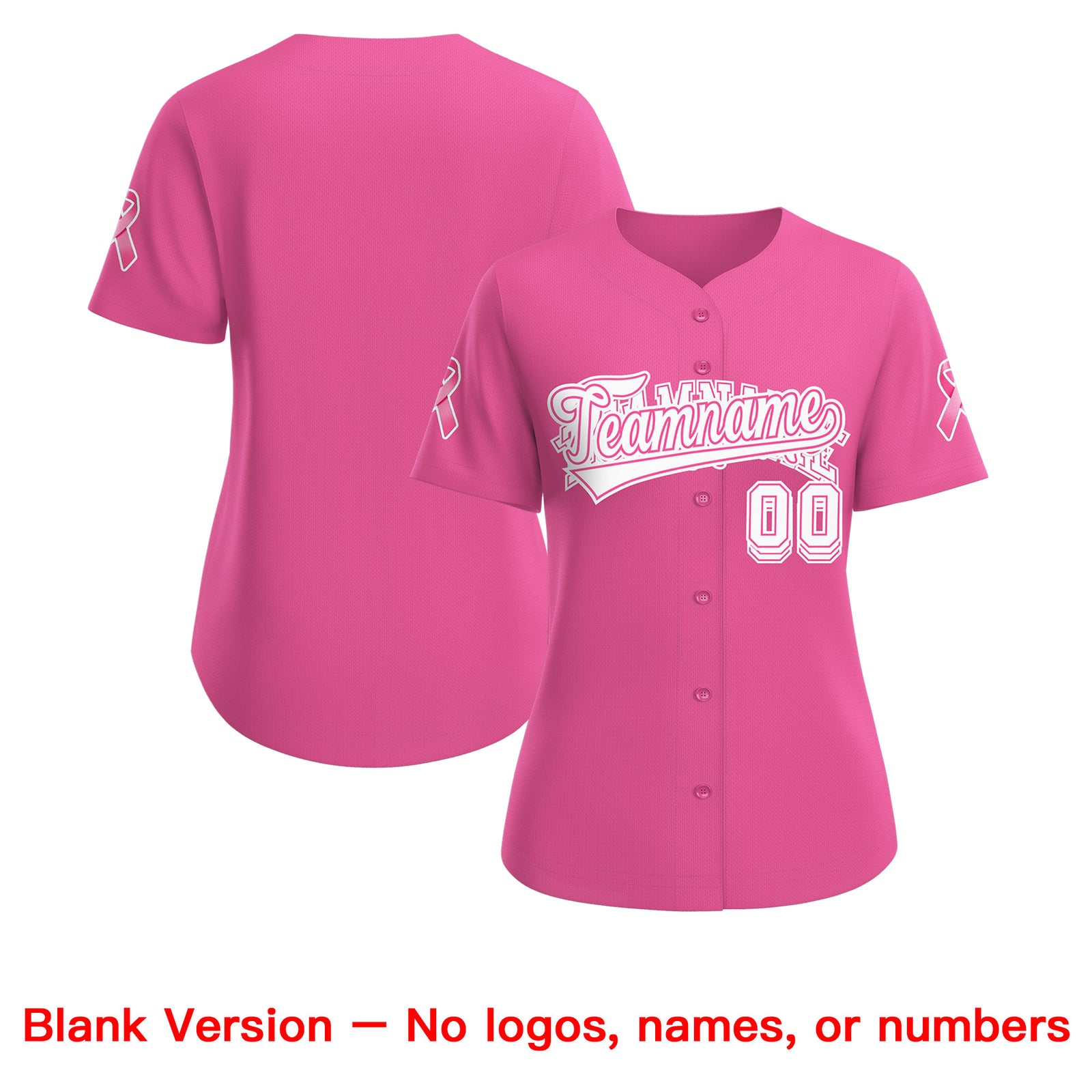 Custom Pink White Breast Cancer Awareness Month Pink Ribbon Authentic Baseball Jersey for Women| KXKSHOP
