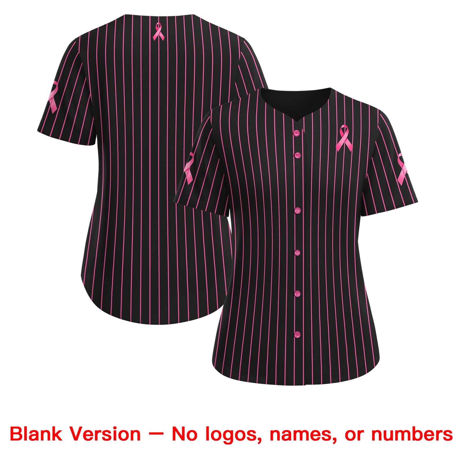 Custom Black Pink Breast Cancer Awareness Month Pink Ribbon Authentic Baseball Jersey for Women| KXKSHOP