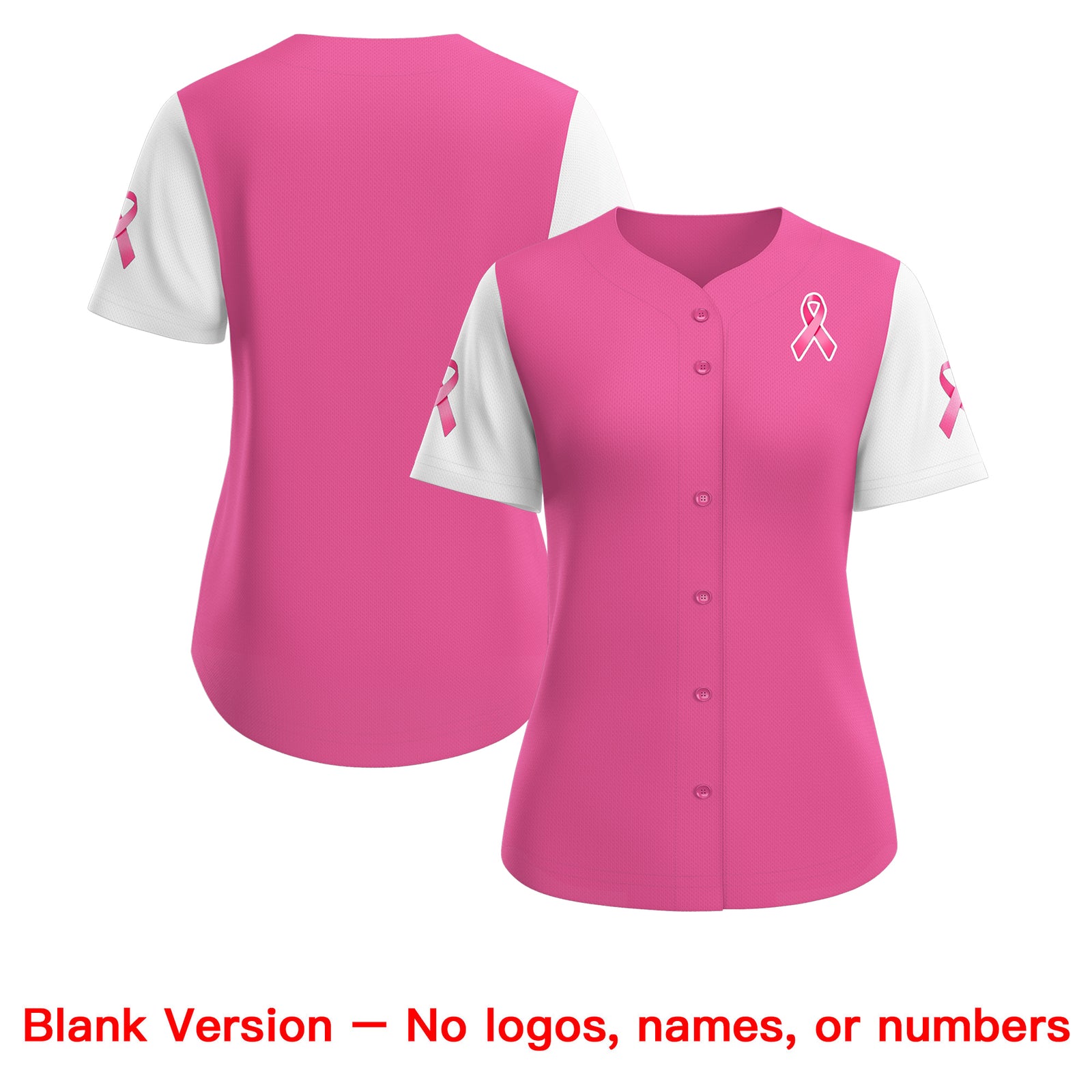 Custom Pink White Breast Cancer Awareness Month Pink Ribbon Authentic Baseball Jersey for Women| KXKSHOP