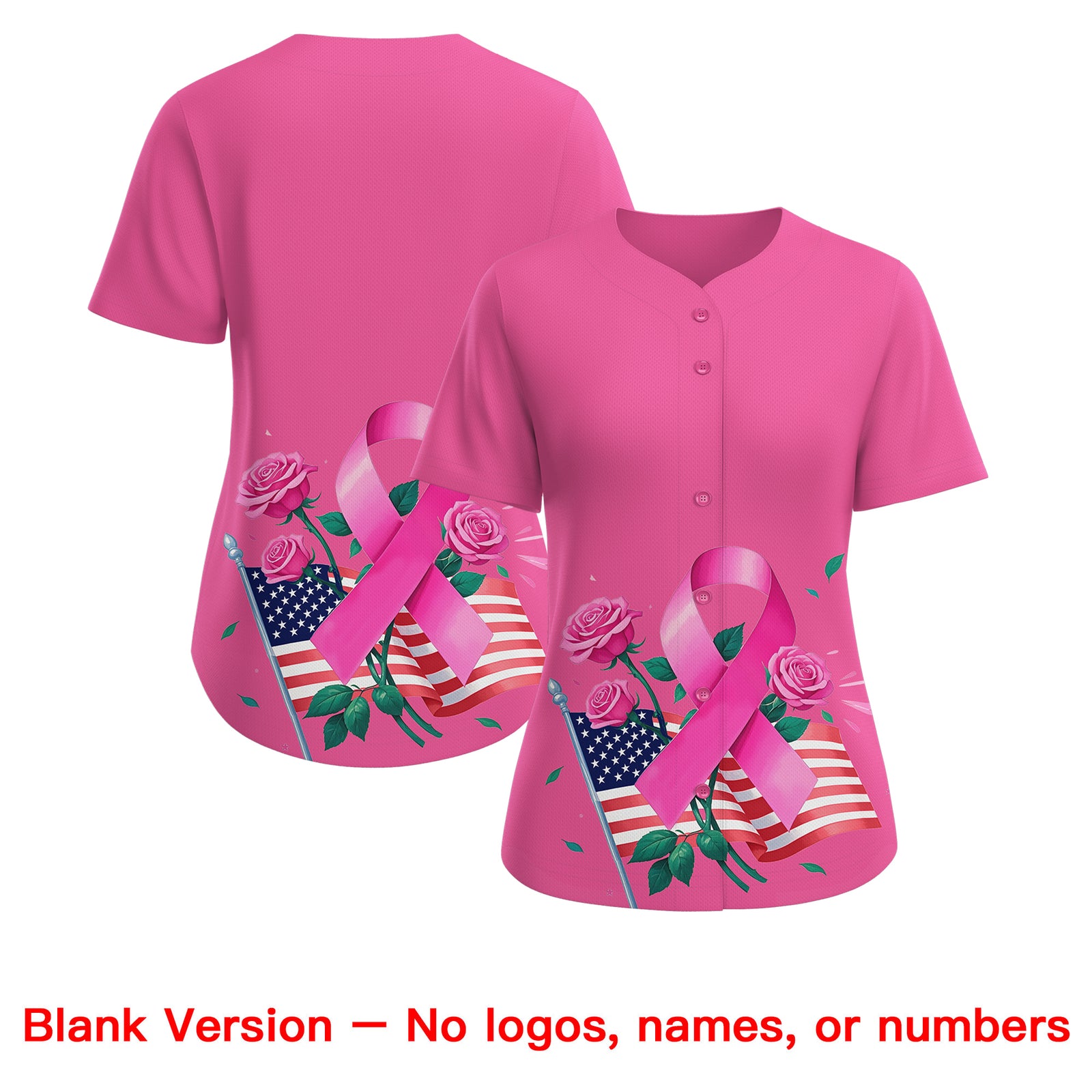 Custom Pink White Breast Cancer Awareness Month Pink Ribbon Authentic Baseball Jersey for Women