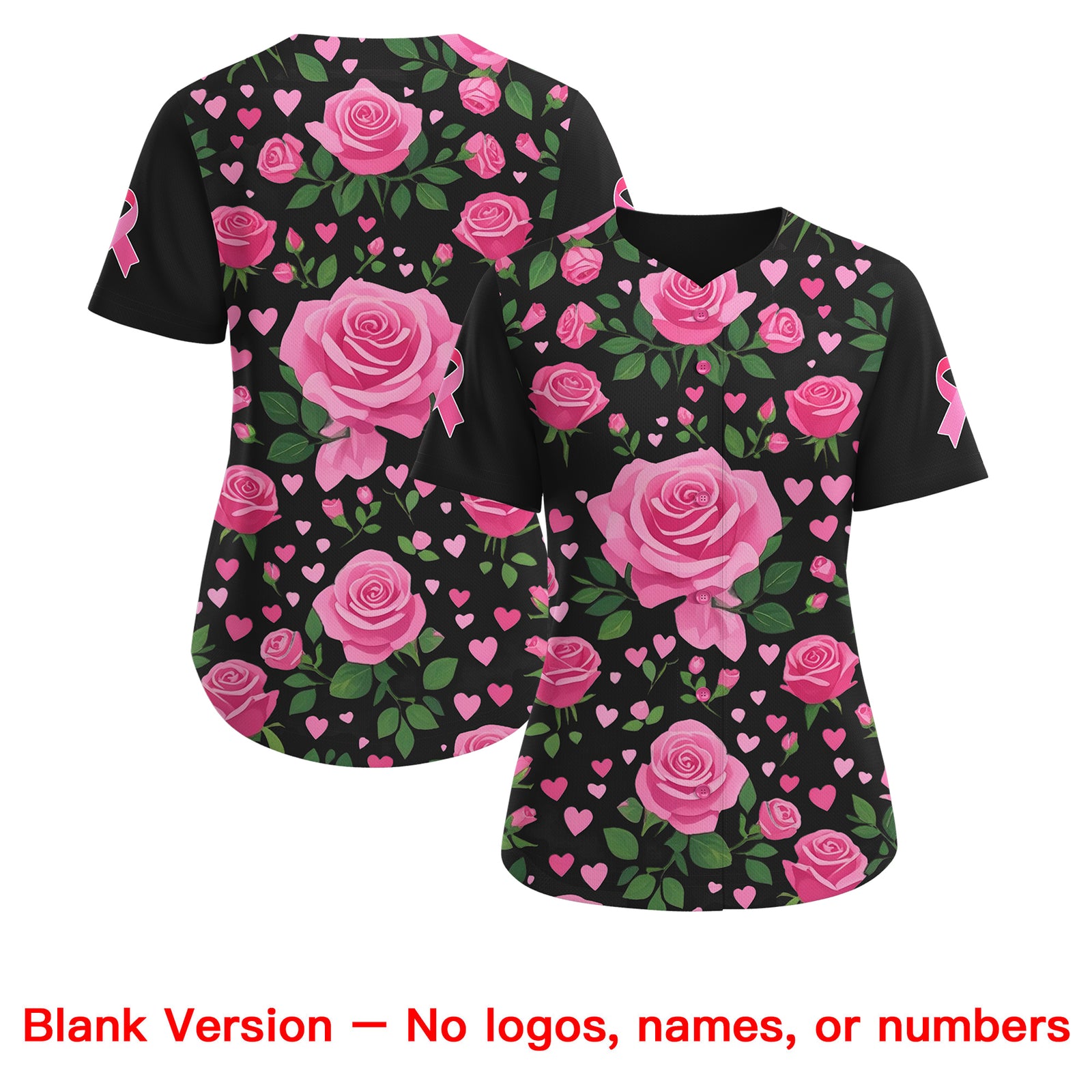 Custom Black Pink Breast Cancer Awareness Month Pink Ribbon Authentic Baseball Jersey for Women