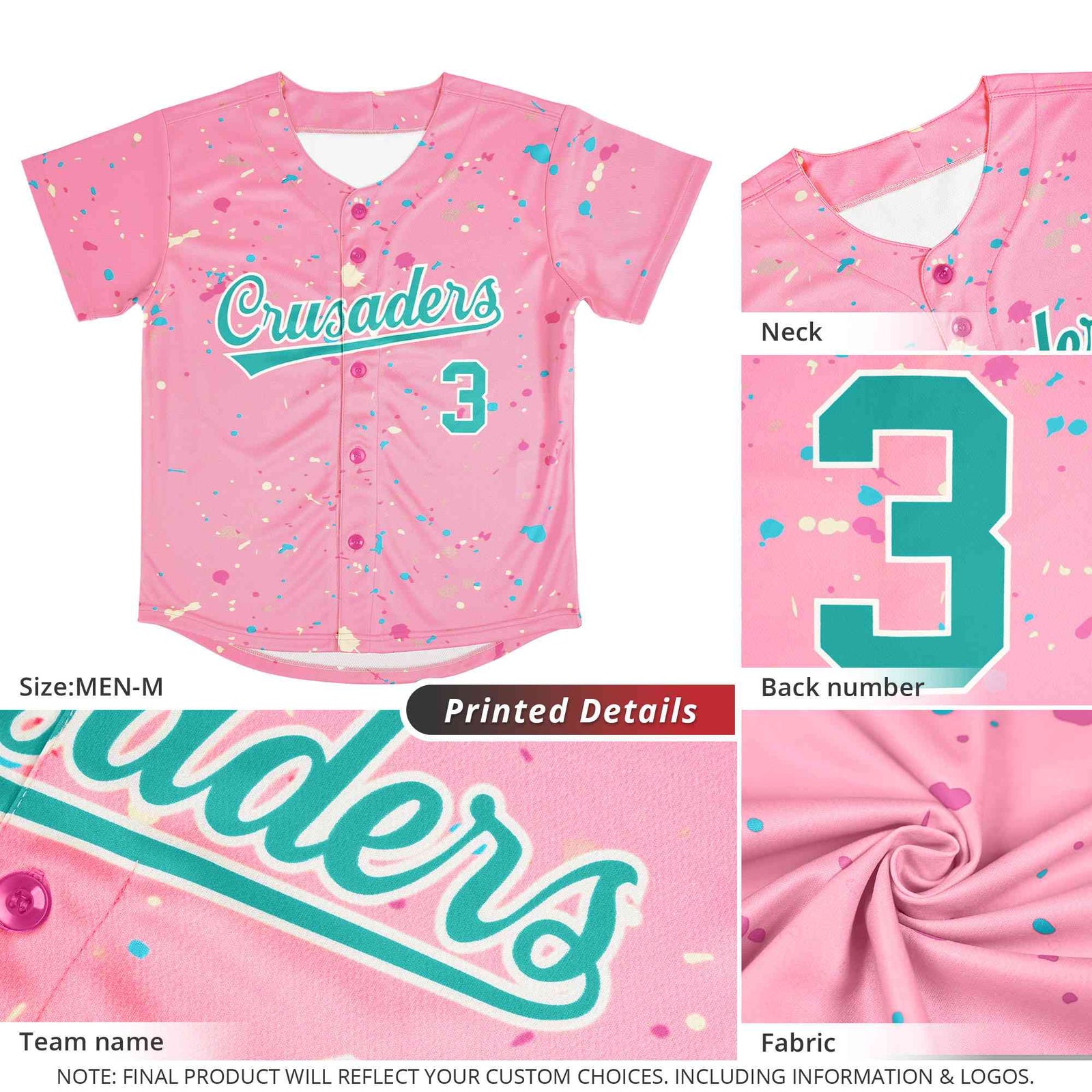 Custom Light Pink Pink Breast Cancer Awareness Month Pink Ribbon Authentic Baseball Jersey for Women