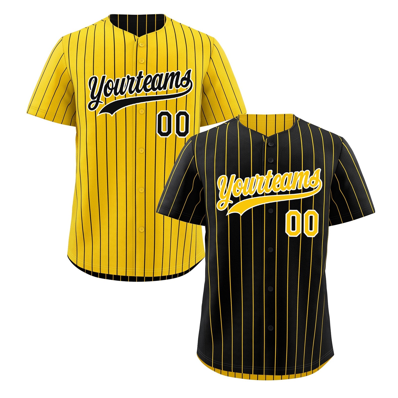 Custom Gold White Black Reversible Stripe Fashion Baseball Jersey| KXKSHOP