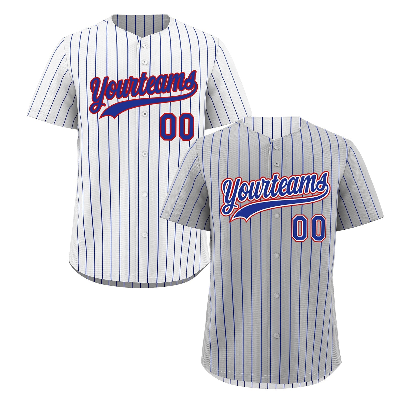 Custom Royal Blue White Red Reversible Stripe Fashion Baseball Jersey| KXKSHOP