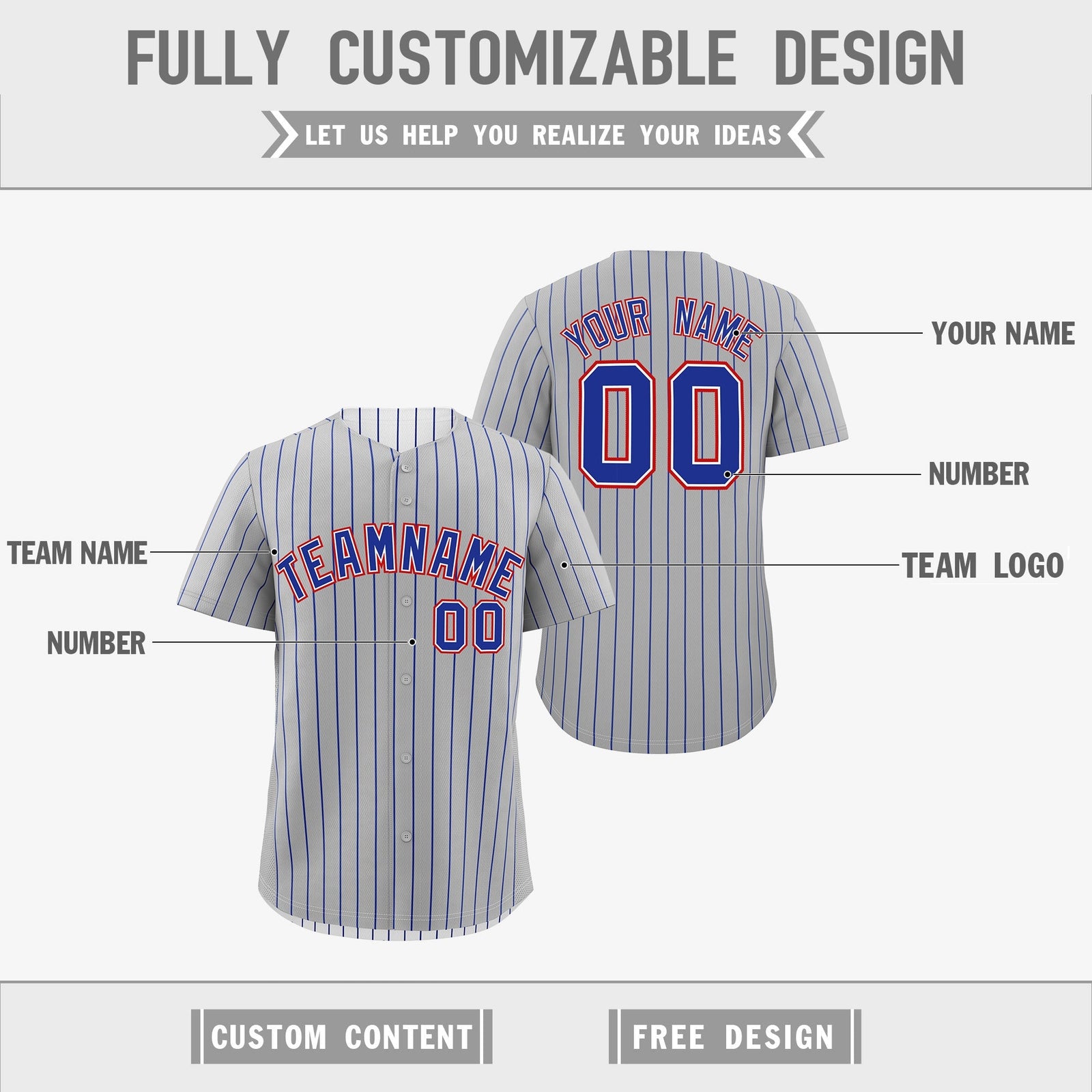 Custom Royal Blue White Red Reversible Stripe Fashion Baseball Jersey| KXKSHOP