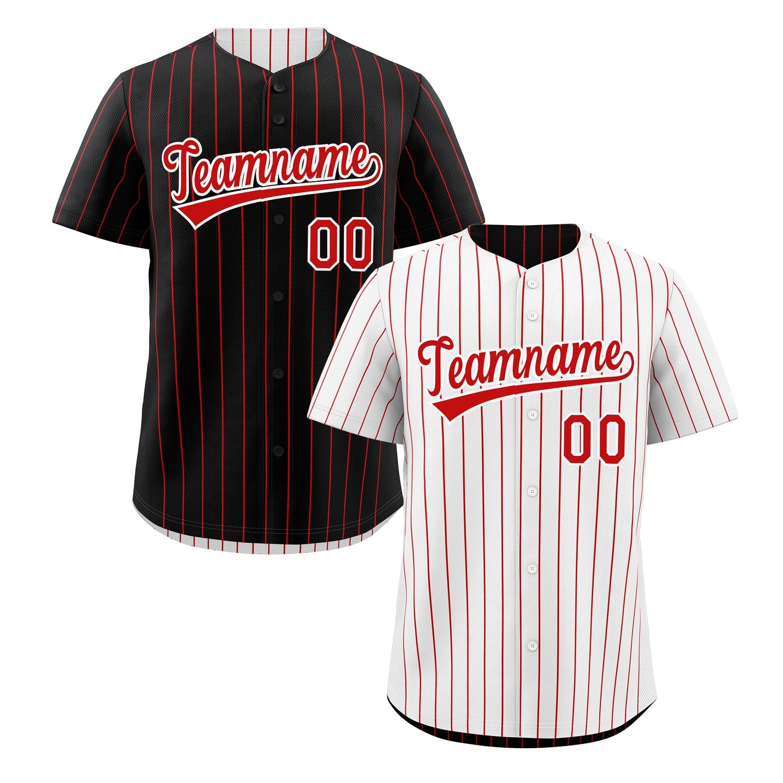 Custom Red White Reversible Stripe Fashion Baseball Jersey| KXKSHOP
