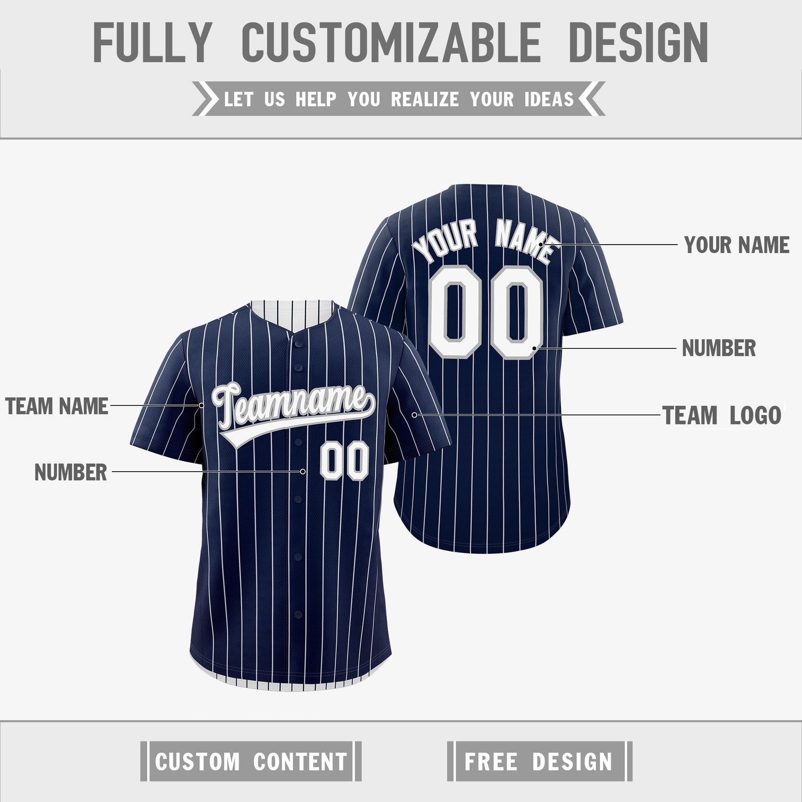 Custom White Navy Reversible Stripe Fashion Baseball Jersey| KXKSHOP