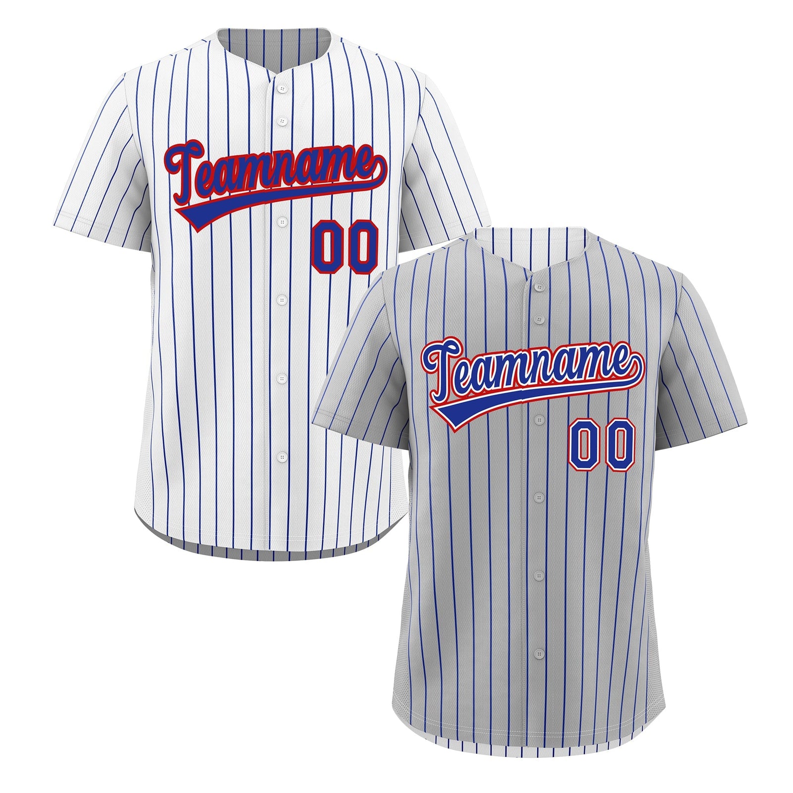 Custom Royal Blue White Red Reversible Stripe Fashion Baseball Jersey| KXKSHOP