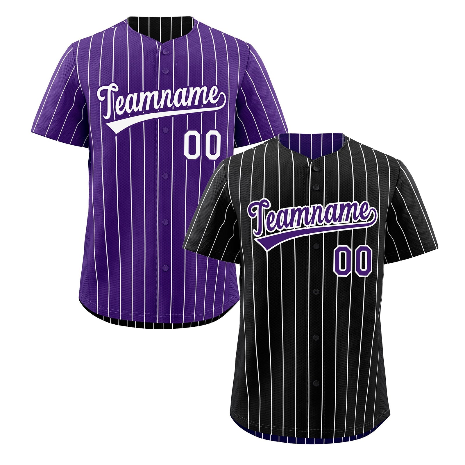 Custom Black Purple Purple White Reversible Stripe Fashion Baseball Jersey| KXKSHOP