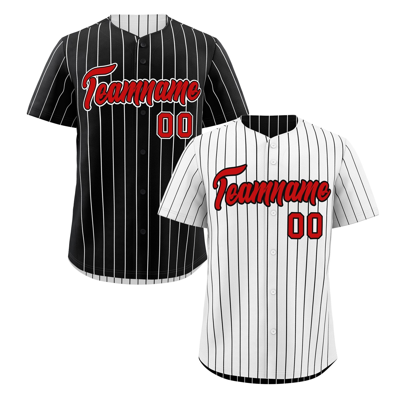 Custom Red Black White Reversible Stripe Fashion Baseball Jersey| KXKSHOP