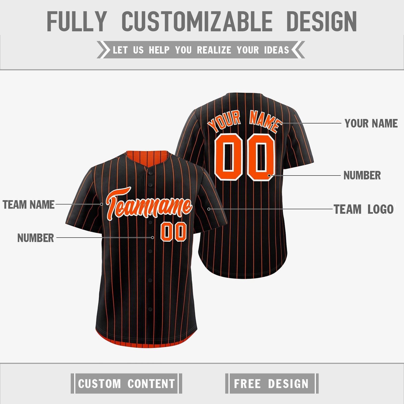 Custom Orange White Black Reversible Stripe Fashion Baseball Jersey| KXKSHOP