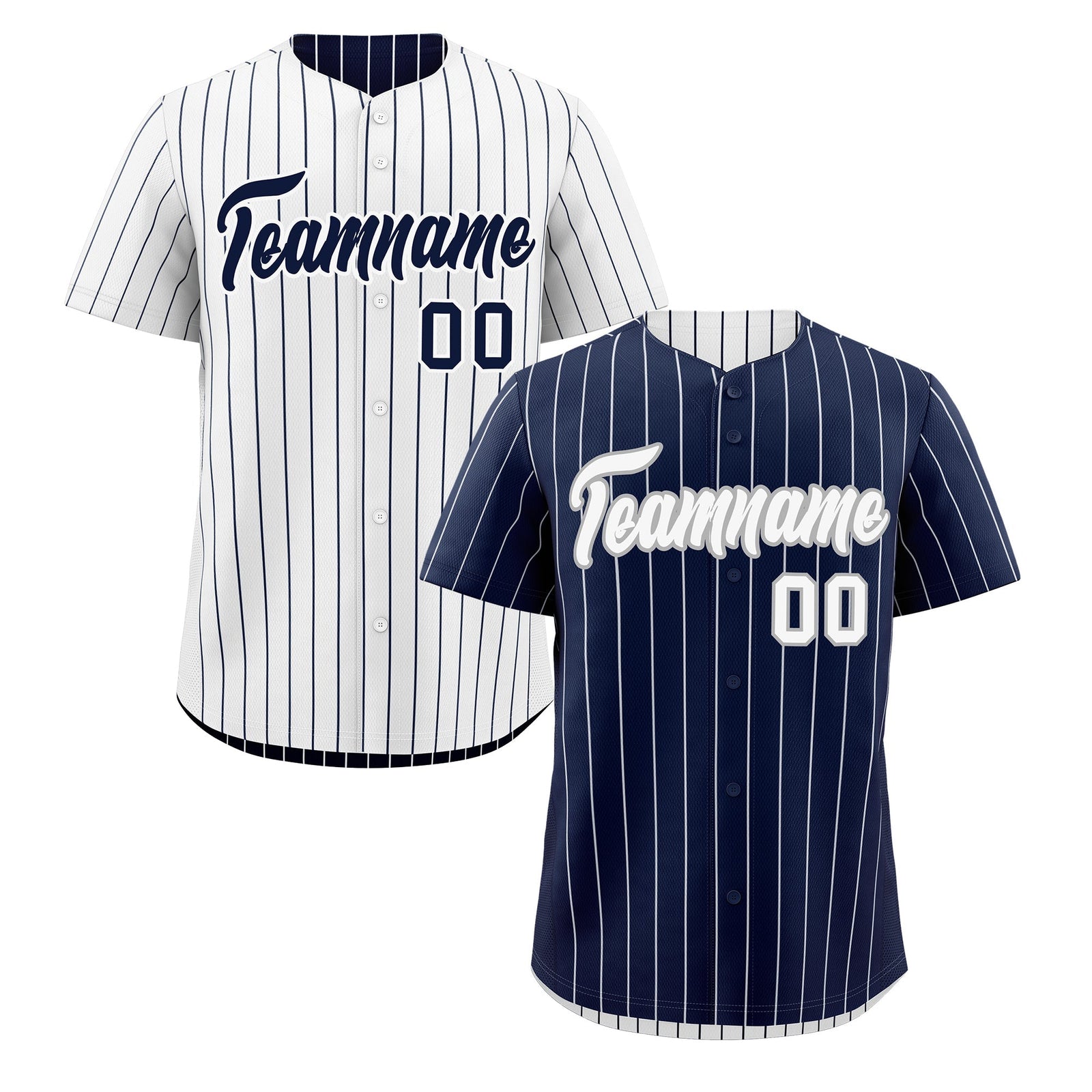 Custom White Navy Reversible Stripe Fashion Baseball Jersey| KXKSHOP
