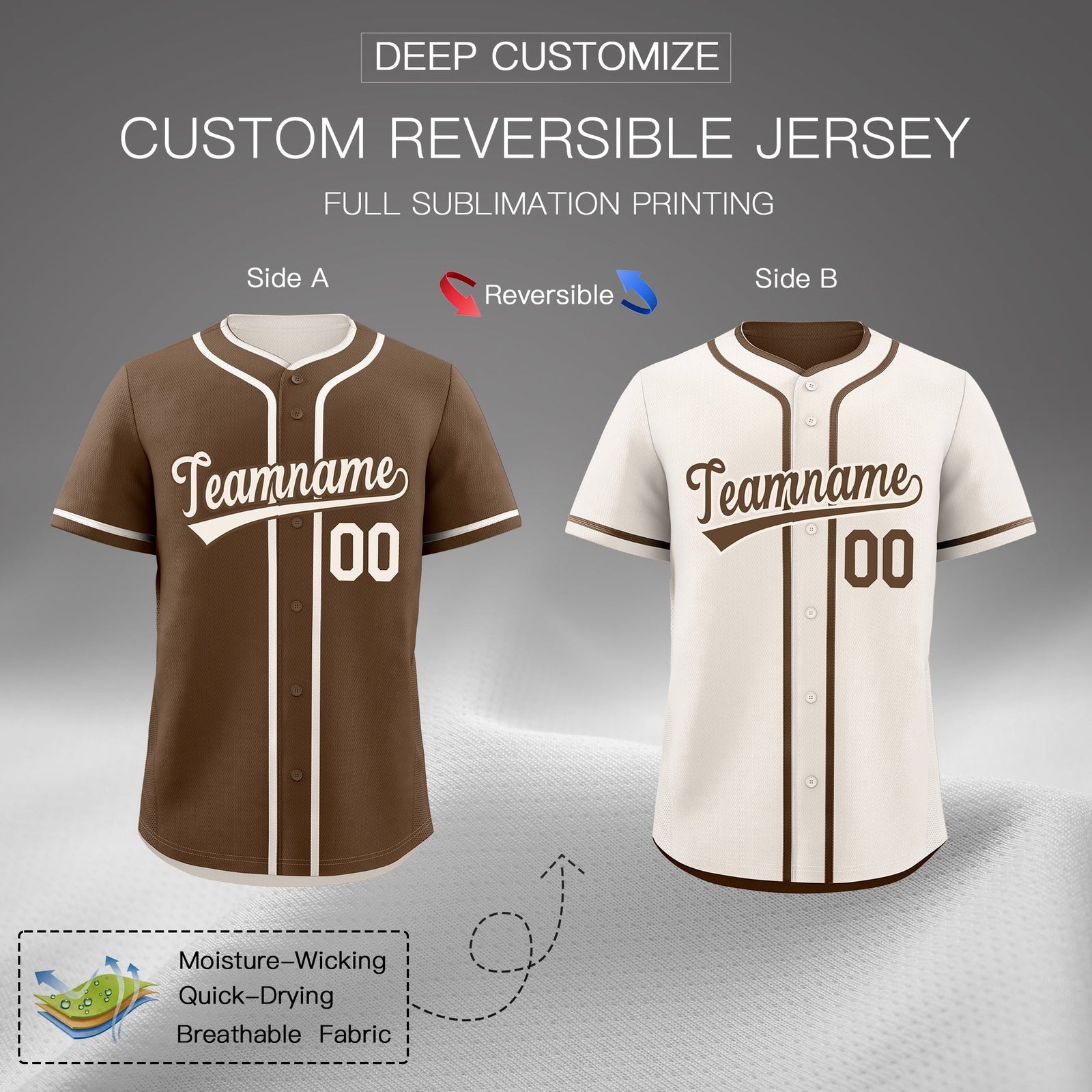 Custom Cream Reversible Classic Style Lightweight Baseball Jersey| KXKSHOP