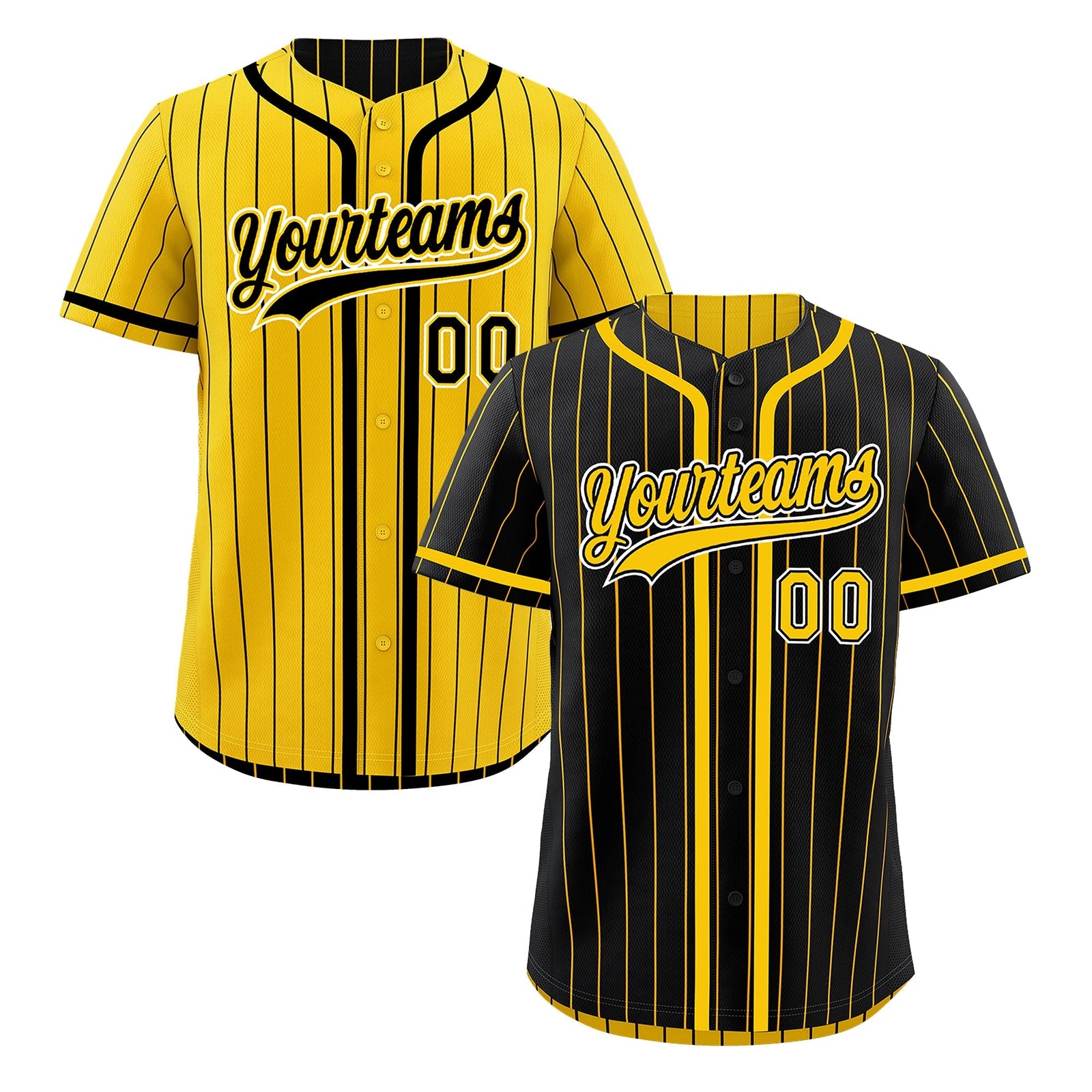 Custom Black Yellow Reversible Gradient Fashion Breathable Baseball Jersey| KXKSHOP